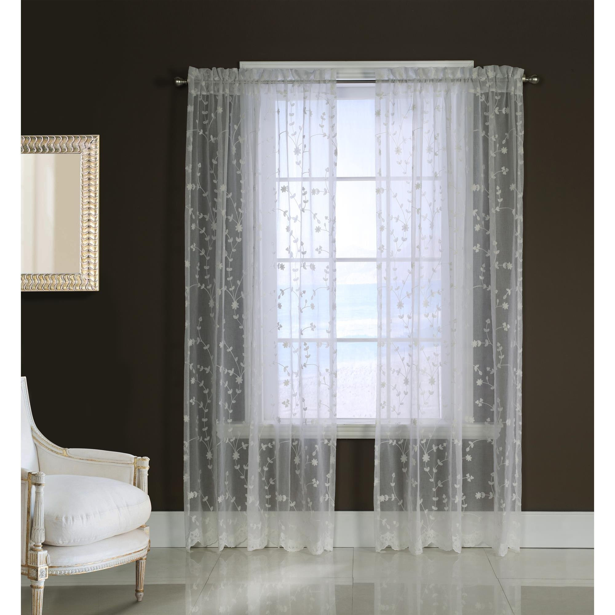 Grandeur Pole Top Curtain Panel Window Dressing 52 x 95 in White