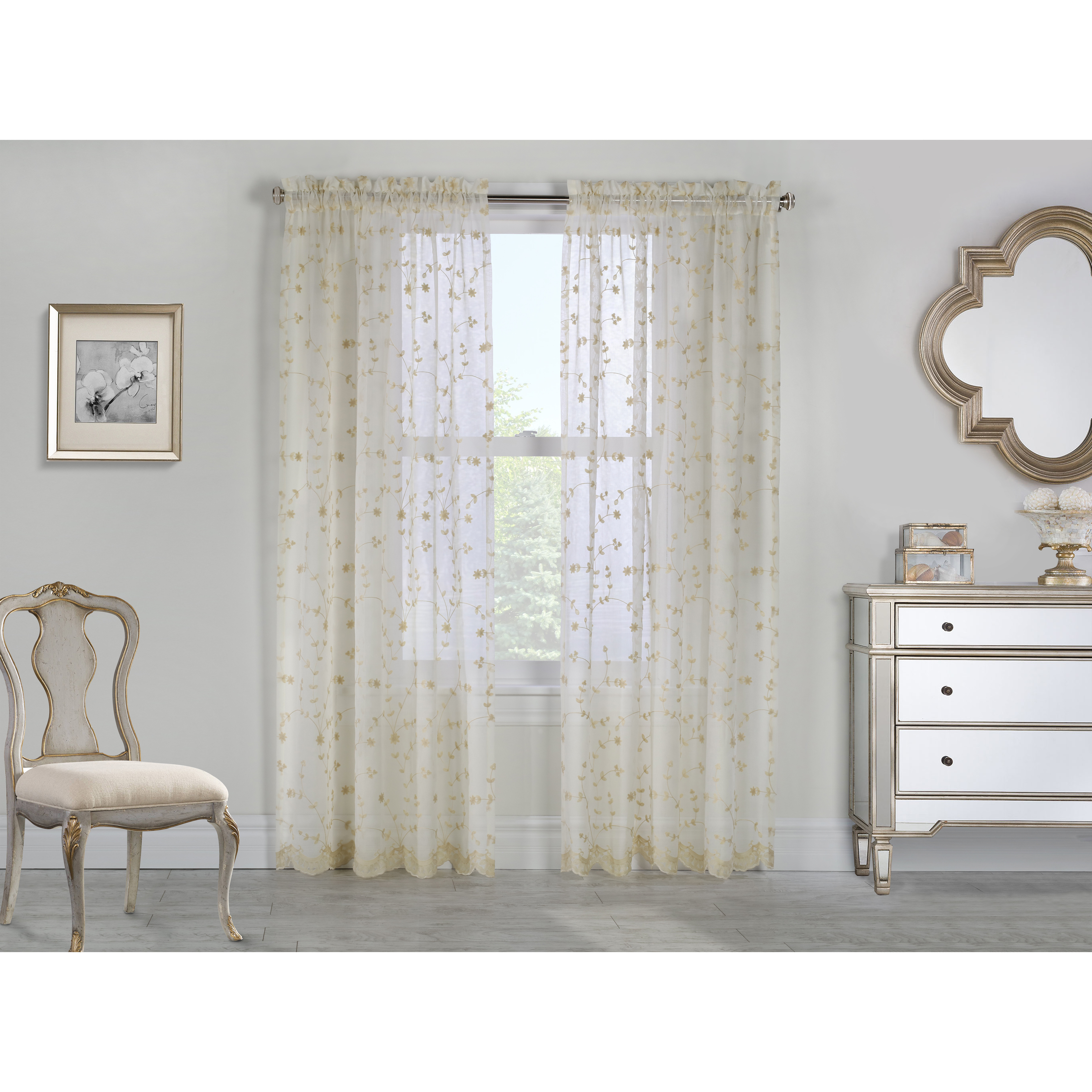 Grandeur Pole Top Curtain Panel Window Dressing 52 x 63 in Cream