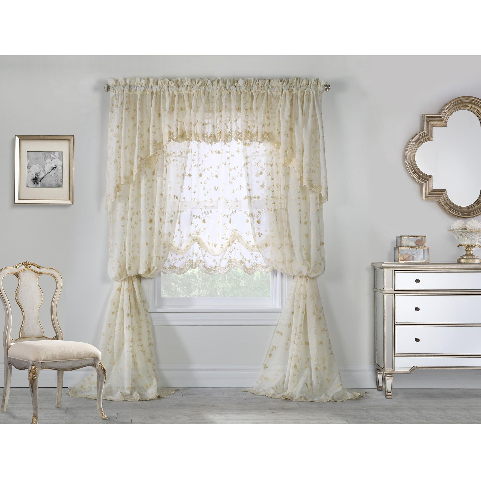 Grandeur Pole Top Curtain Panel Window Dressing 52 x 63 in Cream