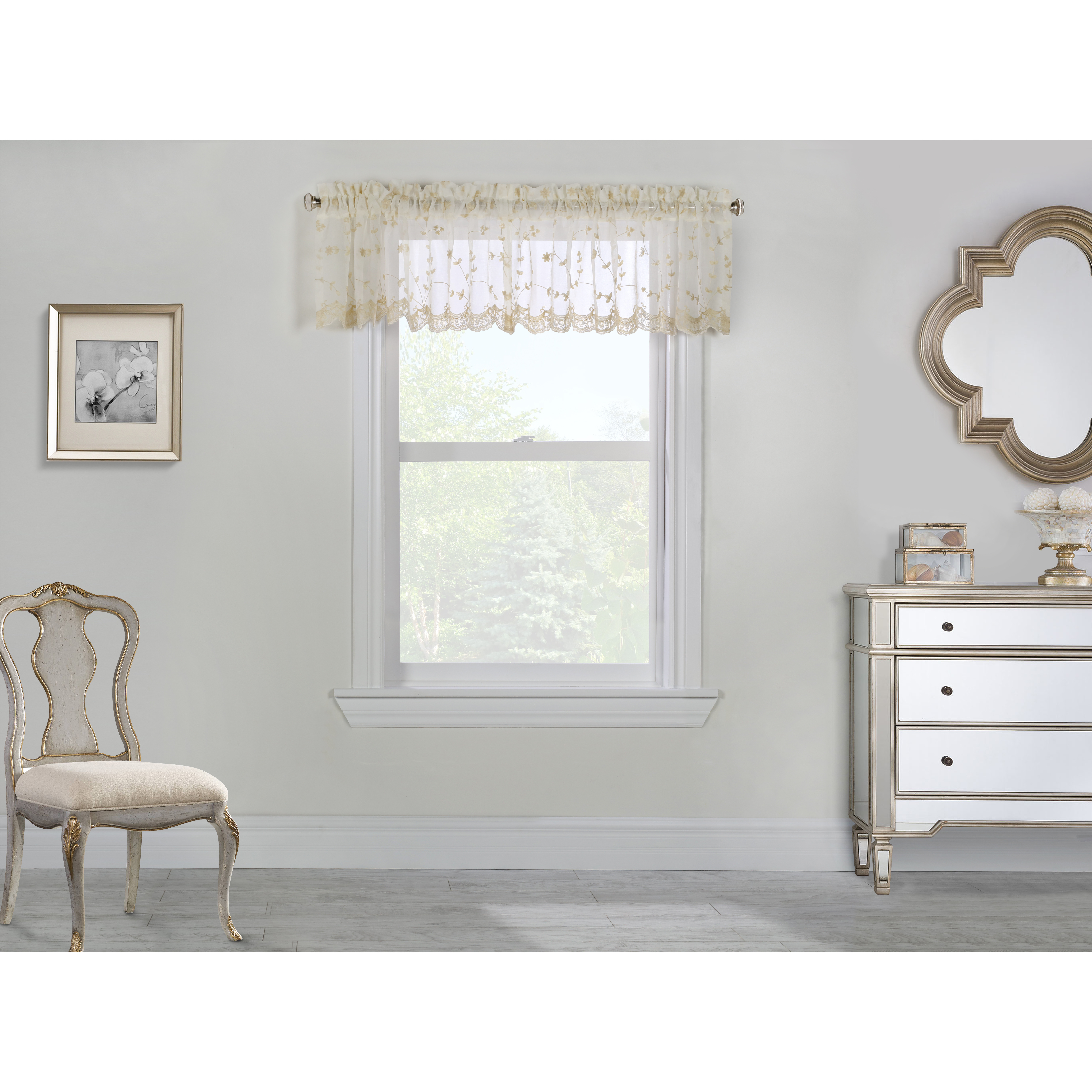 Grandeur Pole Top Valance Window Dressing 52 x 17 in Cream