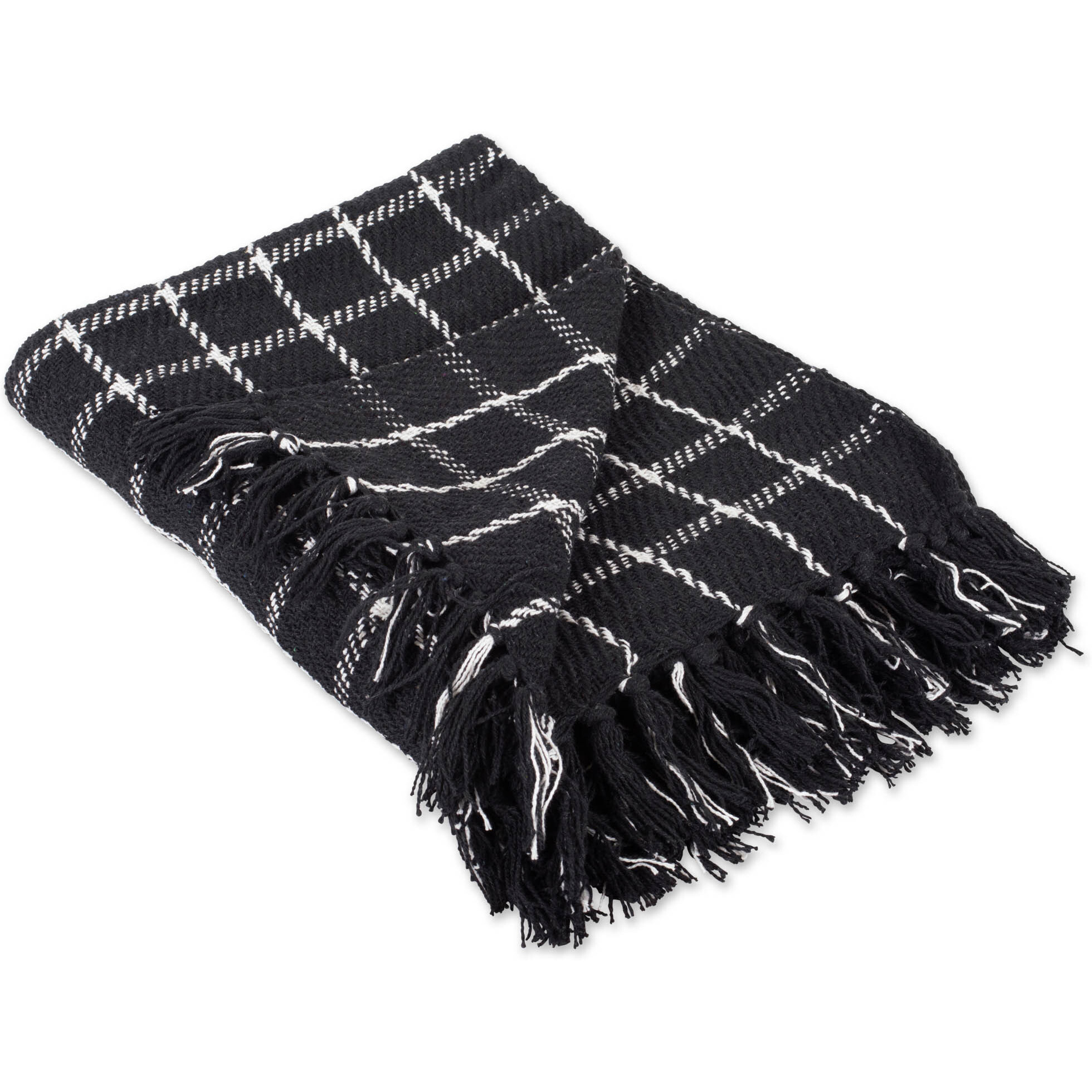 DII Black Checked Plaid Throw