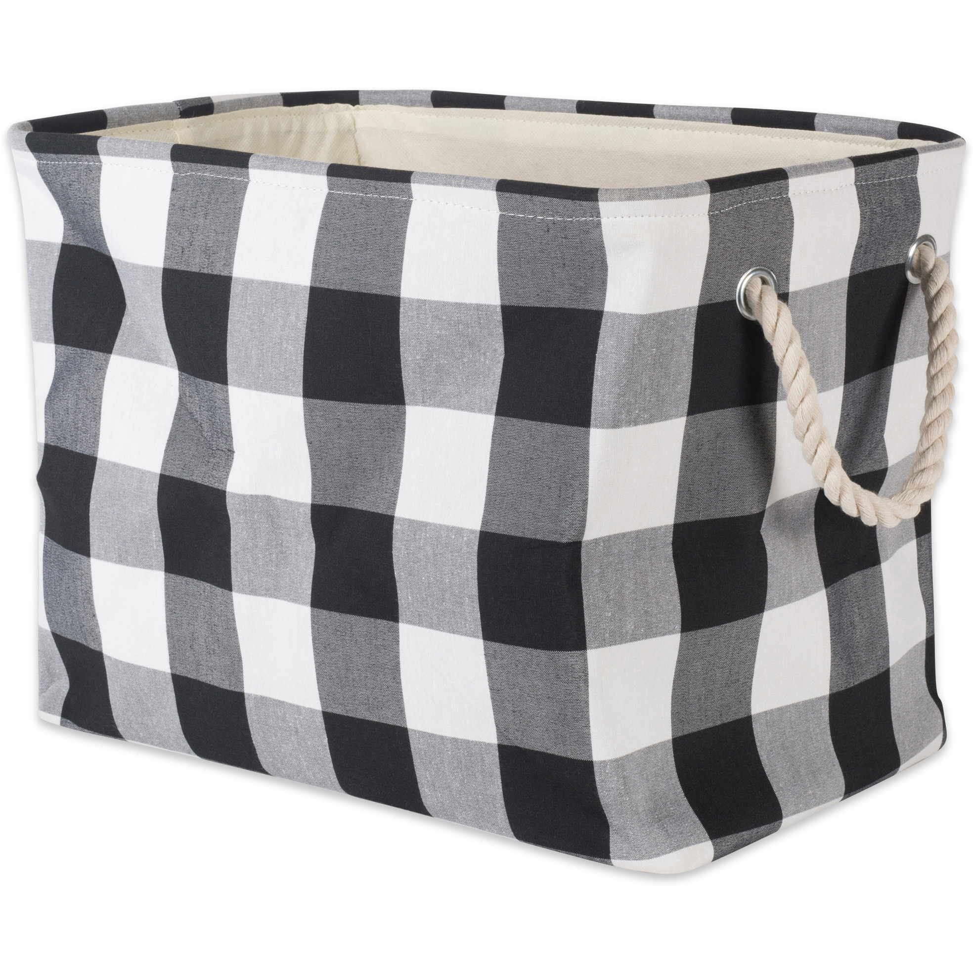 DII Polyester Bin Buffalo Check White / Black Rectangle Medium