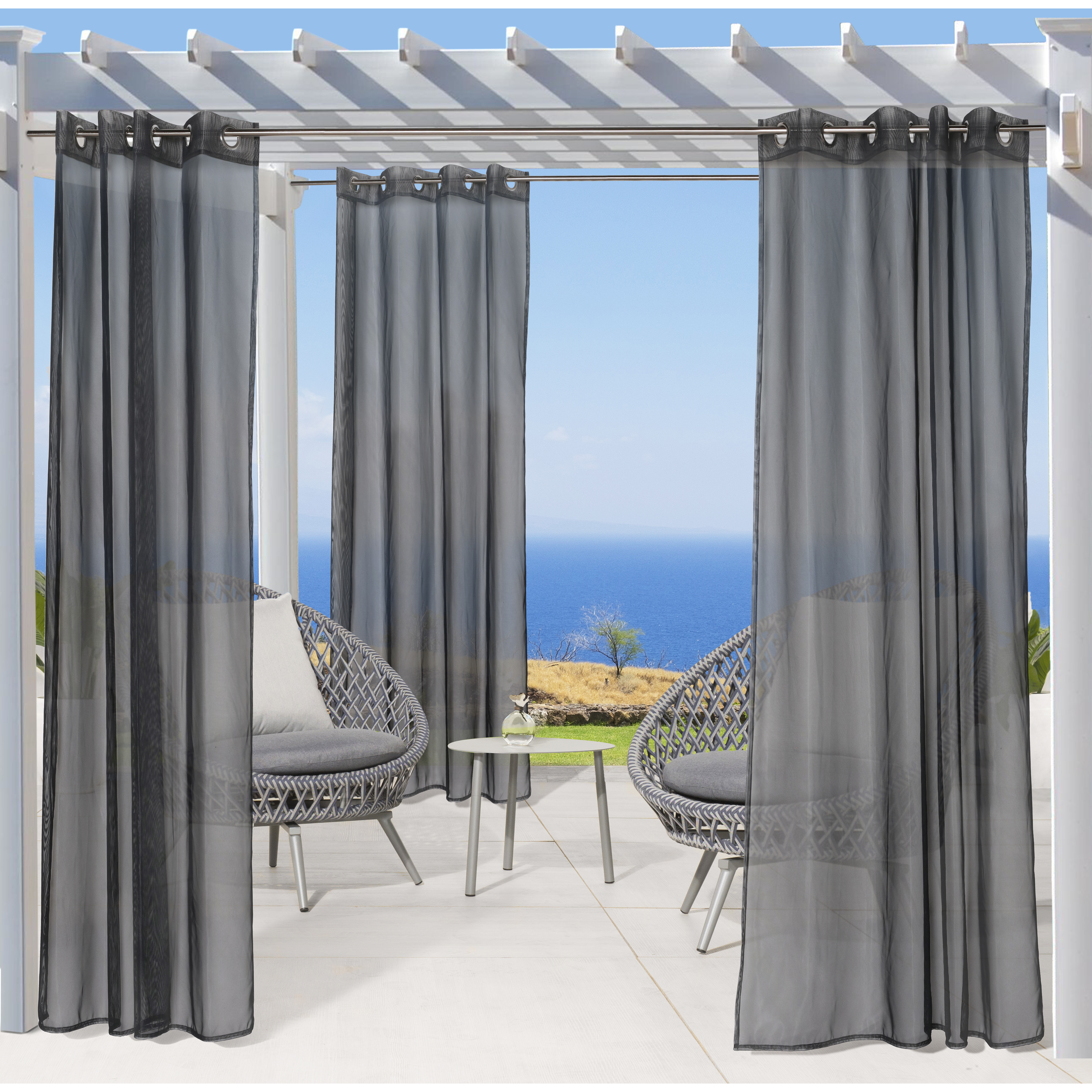 No Se'em Grommet Curtain Panel Window Dressing 50 x 108 in Black