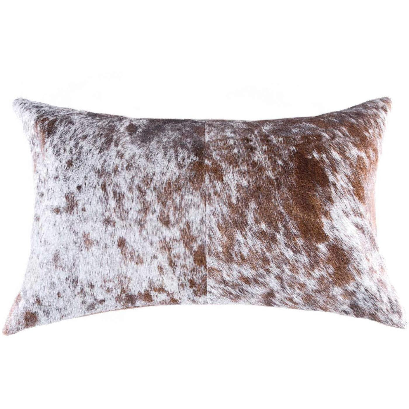 18" X 18" X 5" Salt And Pepper Brown And White Cowhide  Pillow