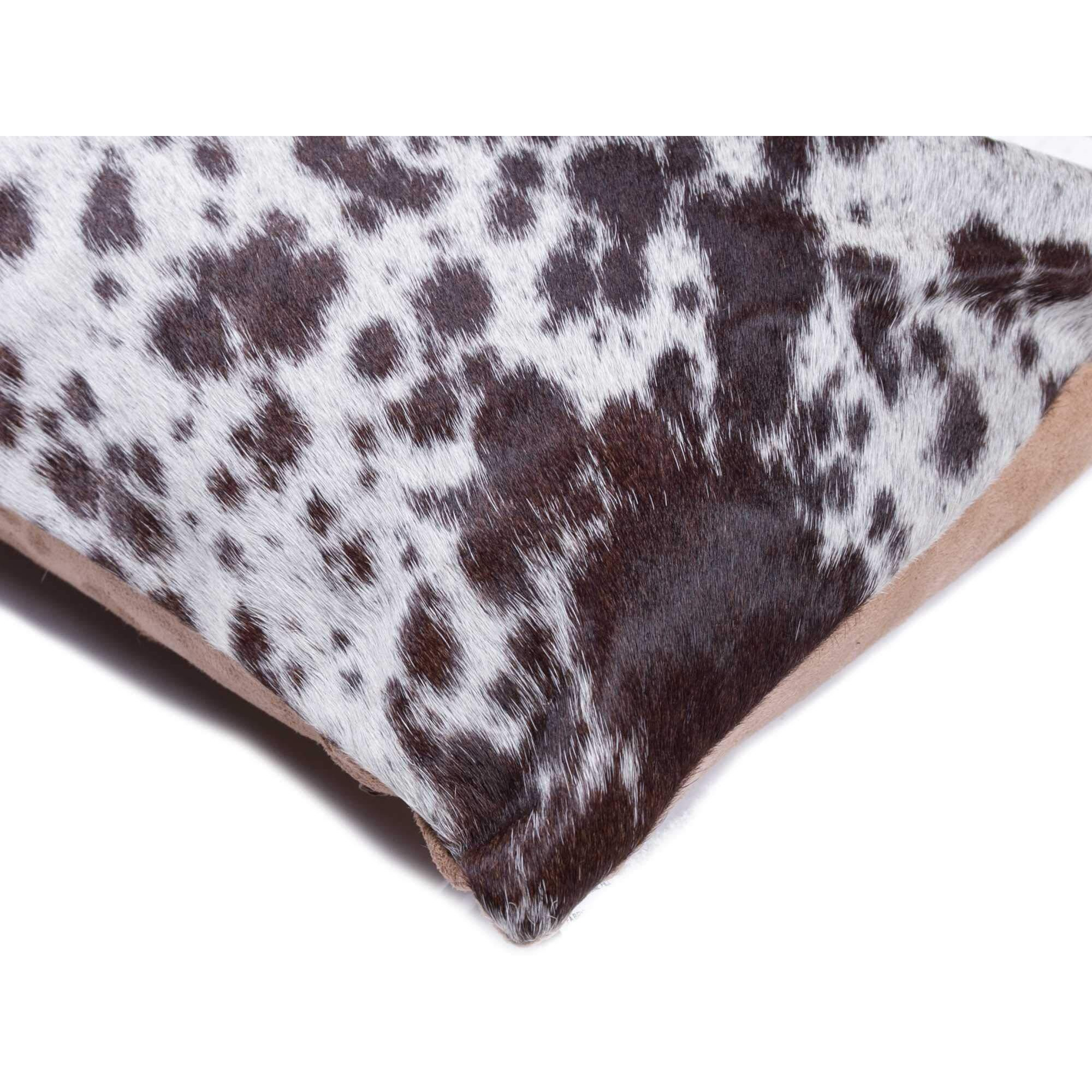 18" X 18" X 5" Salt And Pepper Chocolate And White Cowhide  Pillow