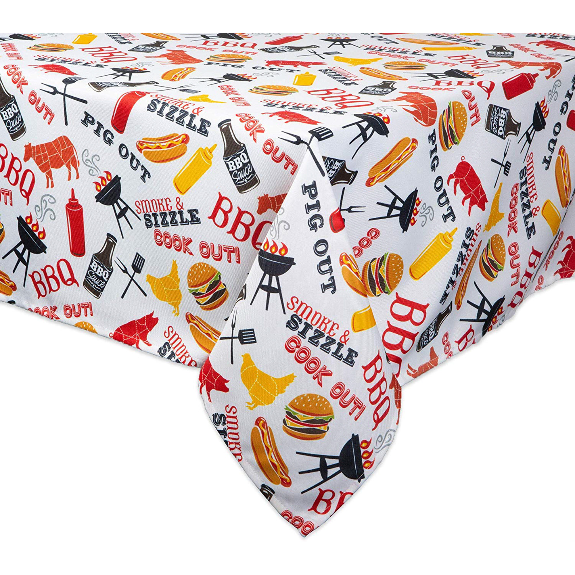 DII Bbq Fun Print Outdoor Tablecloth With Zipper