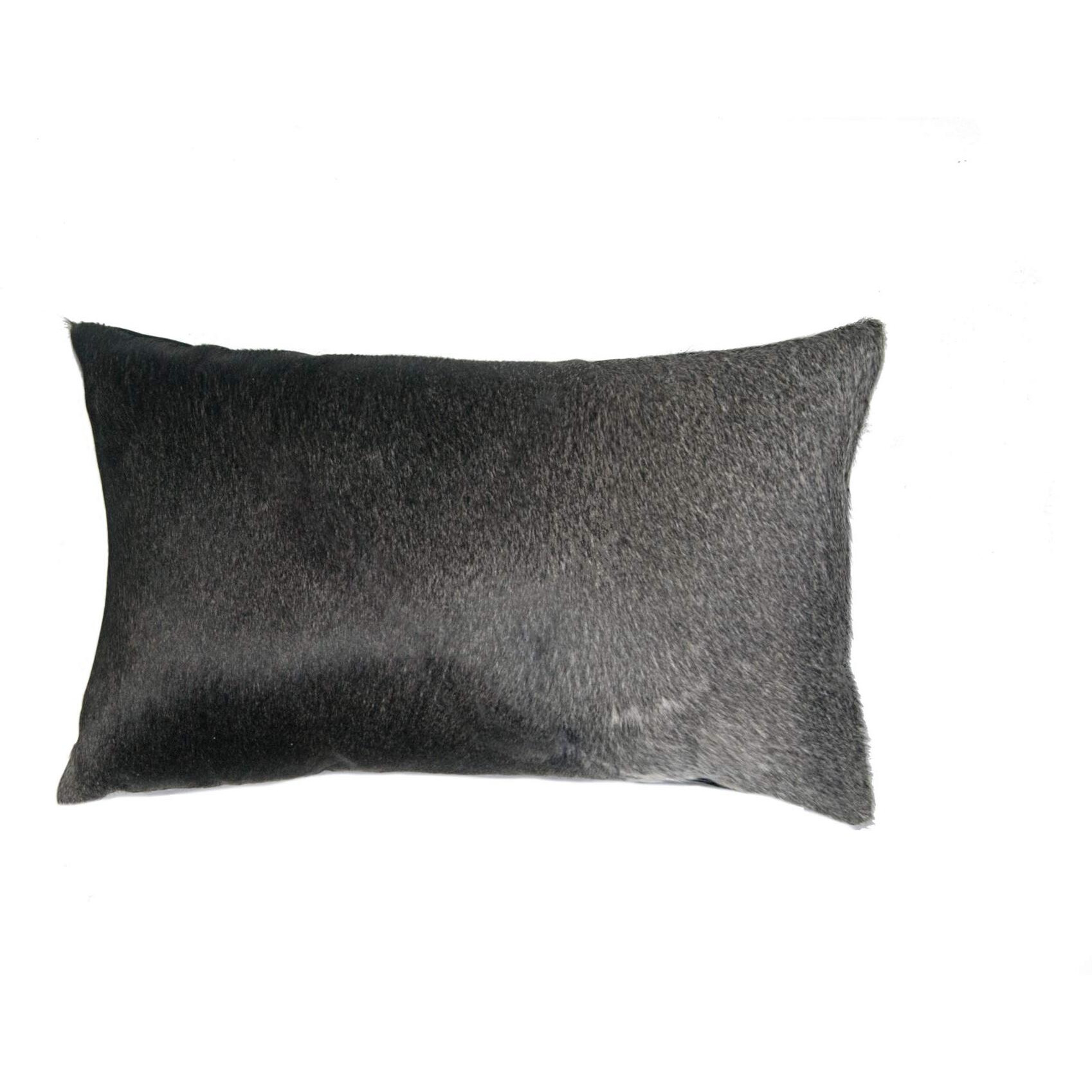 12" X 20" X 5" Gray And White Cowhide  Pillow