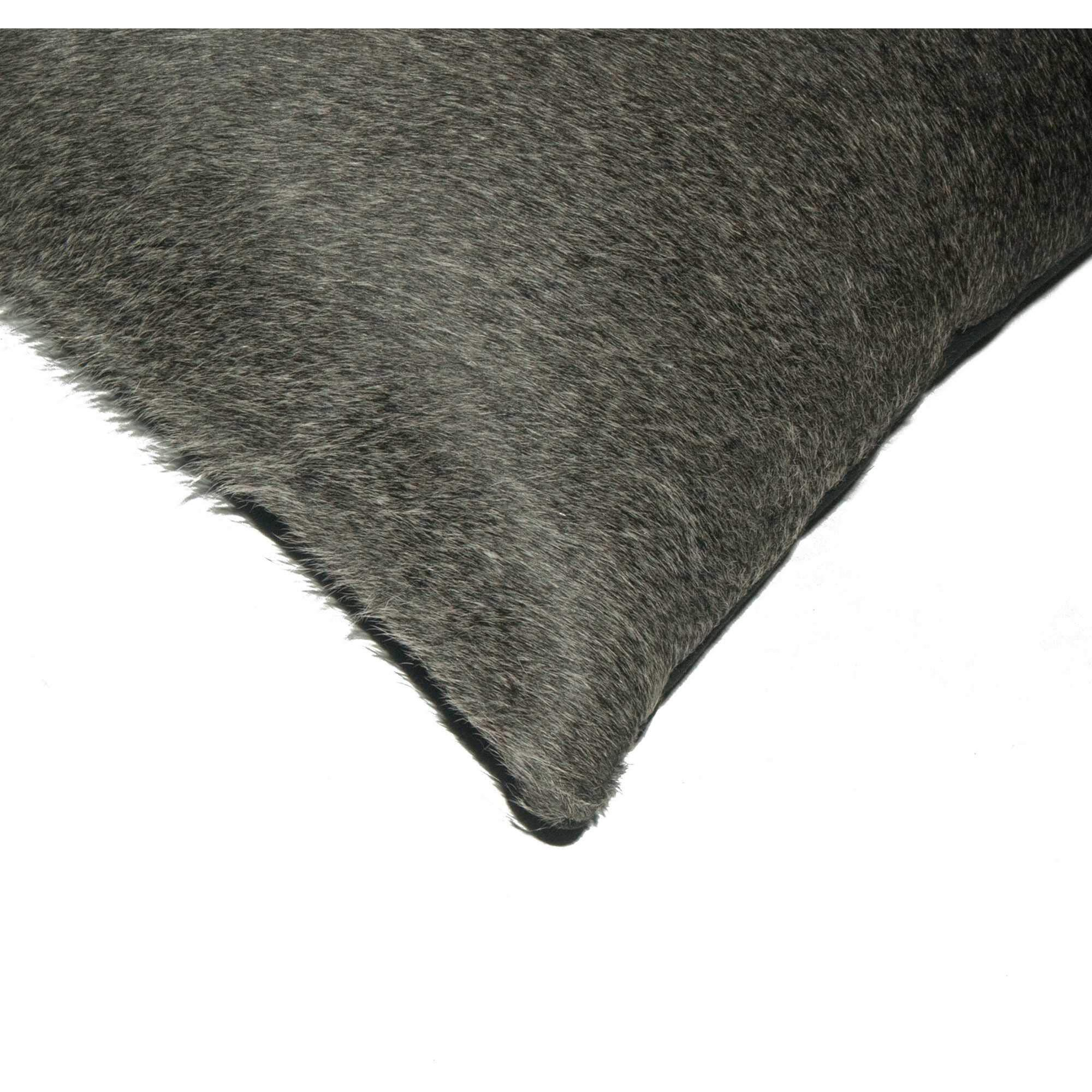 12" X 20" X 5" Gray And White Cowhide  Pillow