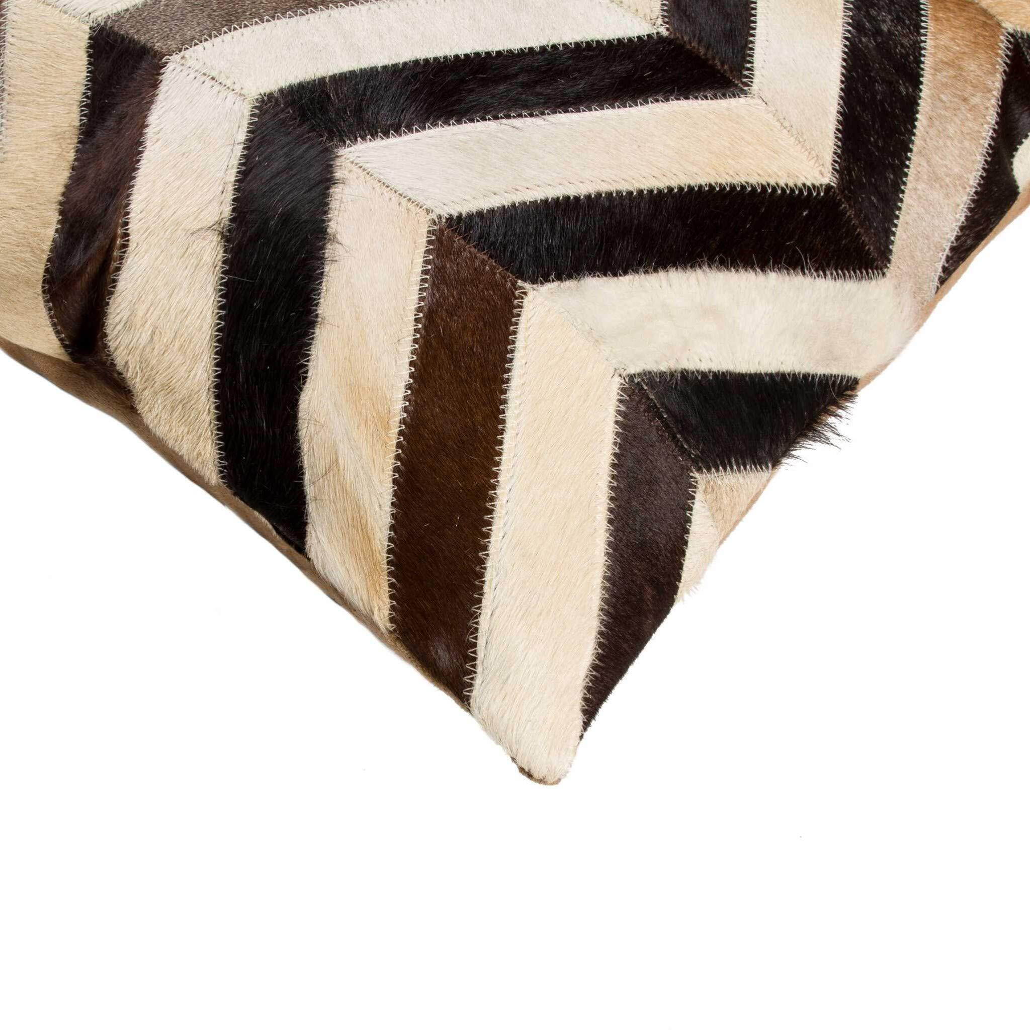 18" X 18" X 5" Stunning Tricolor Chevron Torino Kobe Cowhide  Pillow