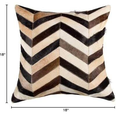 18" X 18" X 5" Stunning Tricolor Chevron Torino Kobe Cowhide  Pillow