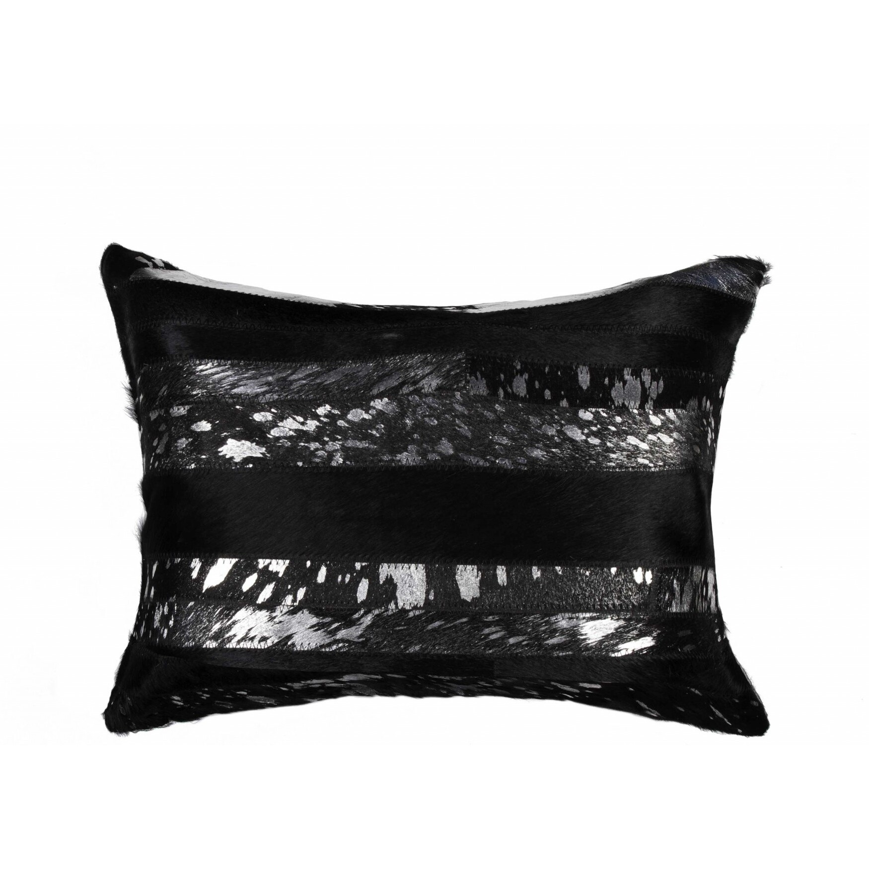 12" X 20" X 5" Black And Silver  Pillow