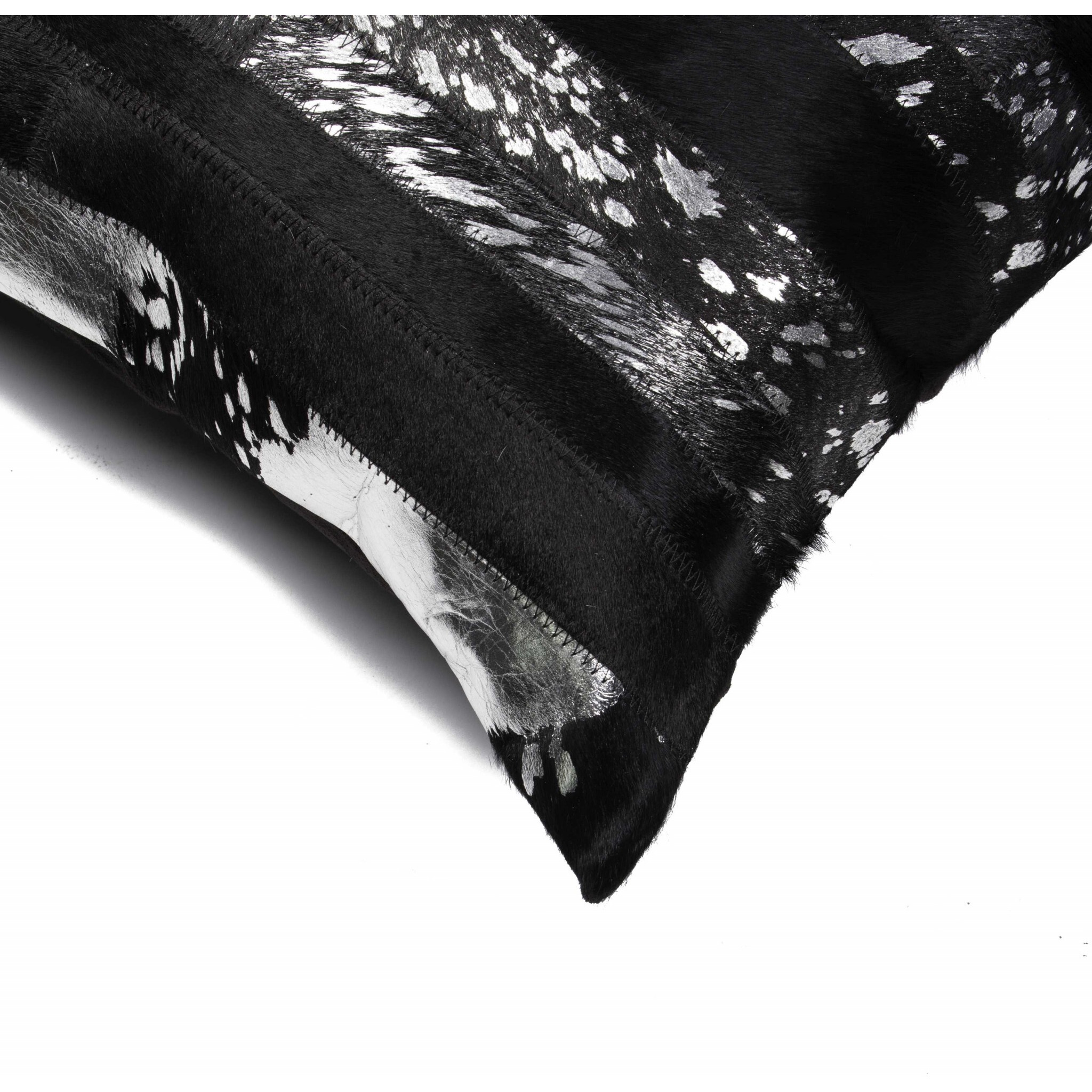 12" X 20" X 5" Black And Silver  Pillow