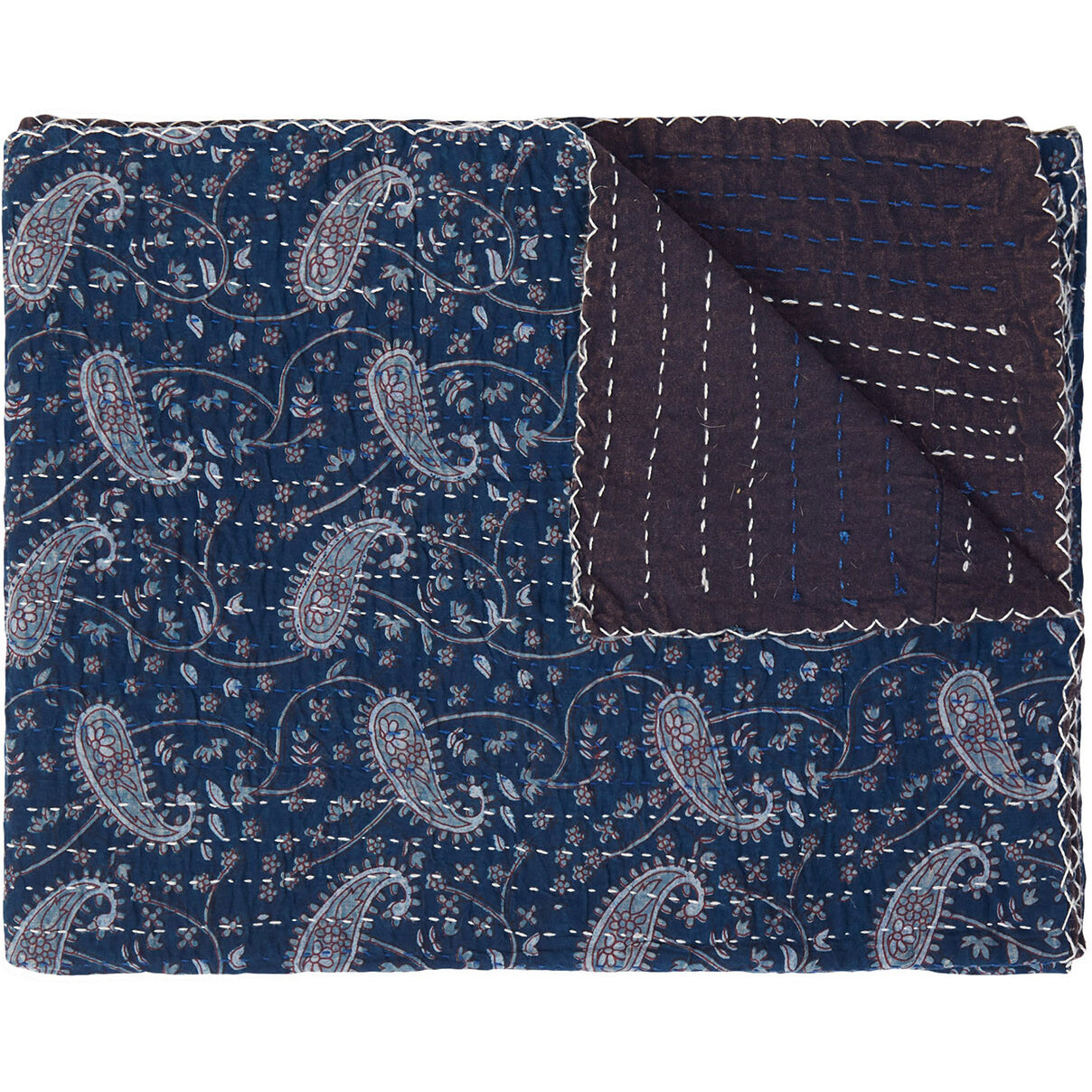 50" X 70" Multicolored Kantha Cotton - Throw