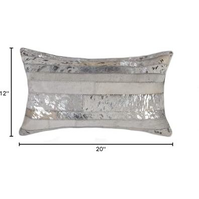 12" X 20" X 5" Grey And Silver  Pillow