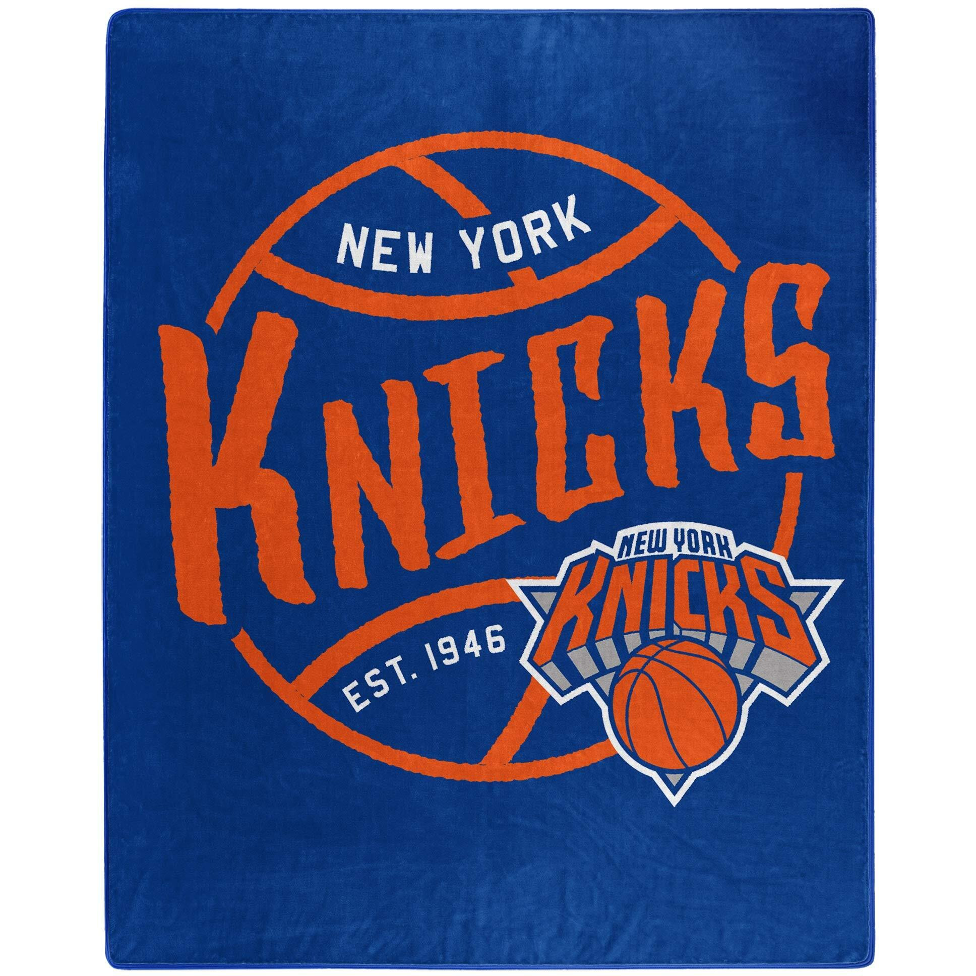 New York Knicks Blanket 50x60 Raschel Blacktop Design
