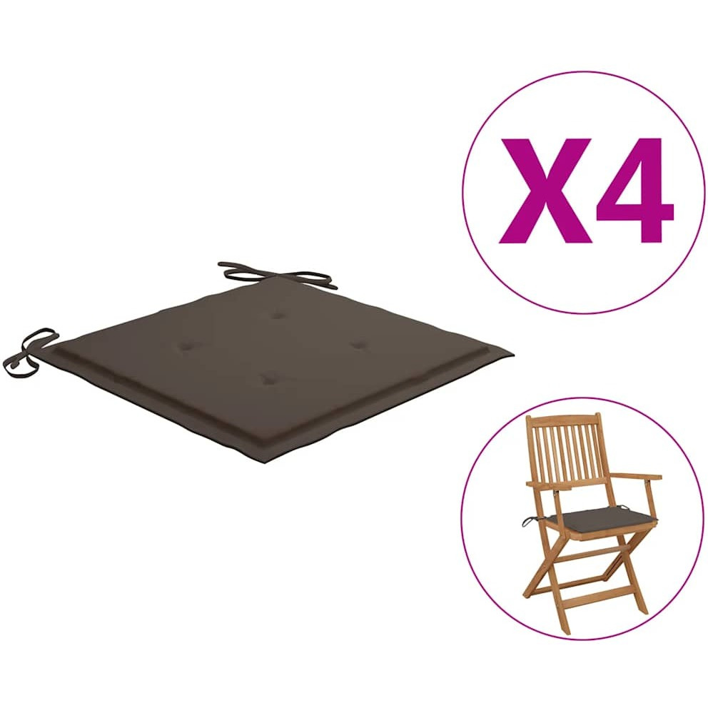 vidaXL Garden Chair Cushions 4 pcs Taupe 15.7&quotx15.7&quotx1.2"