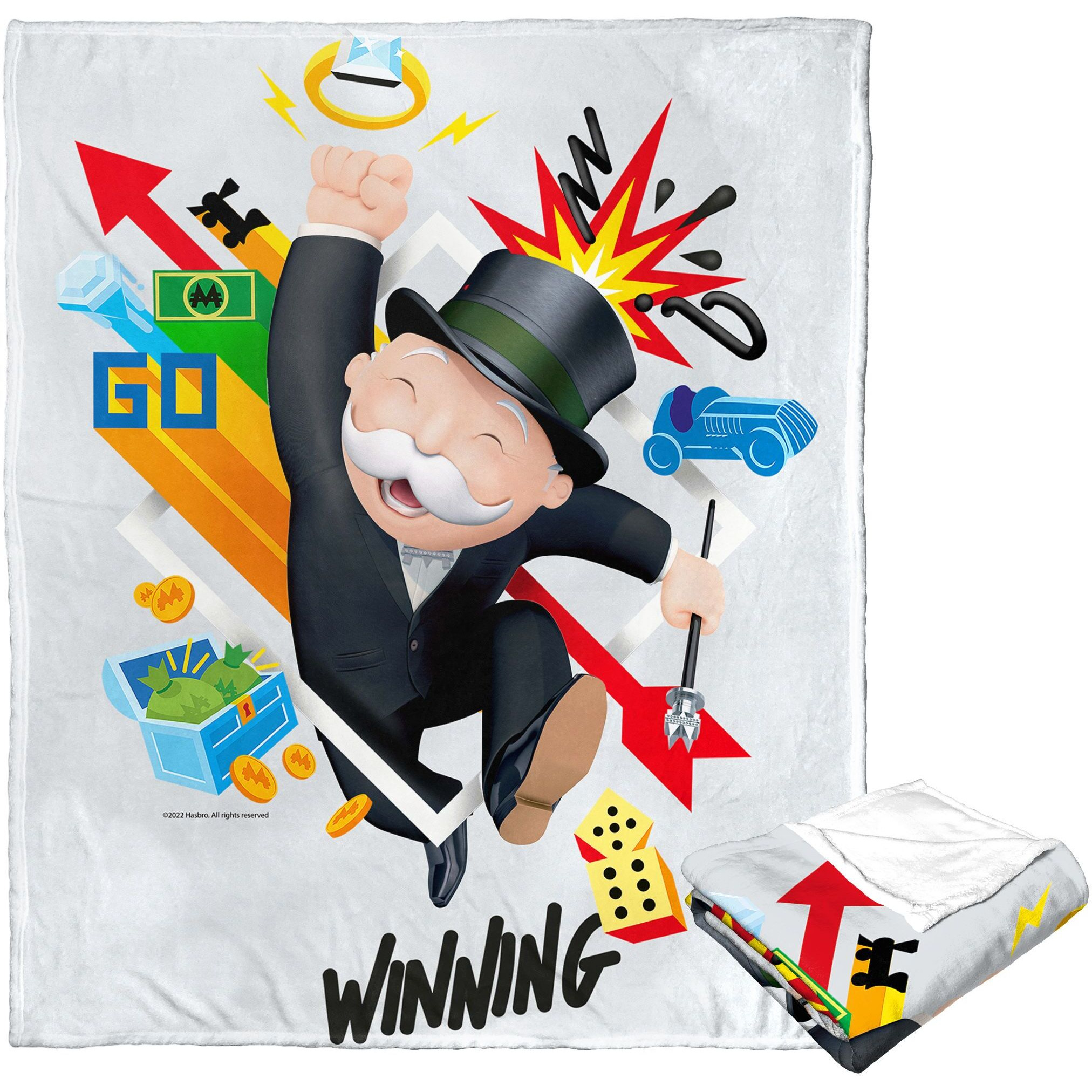 Hasbro Monopoly Silk Touch Throw Blanket, 50 x 60, Always Winning(D0102H21LAg)