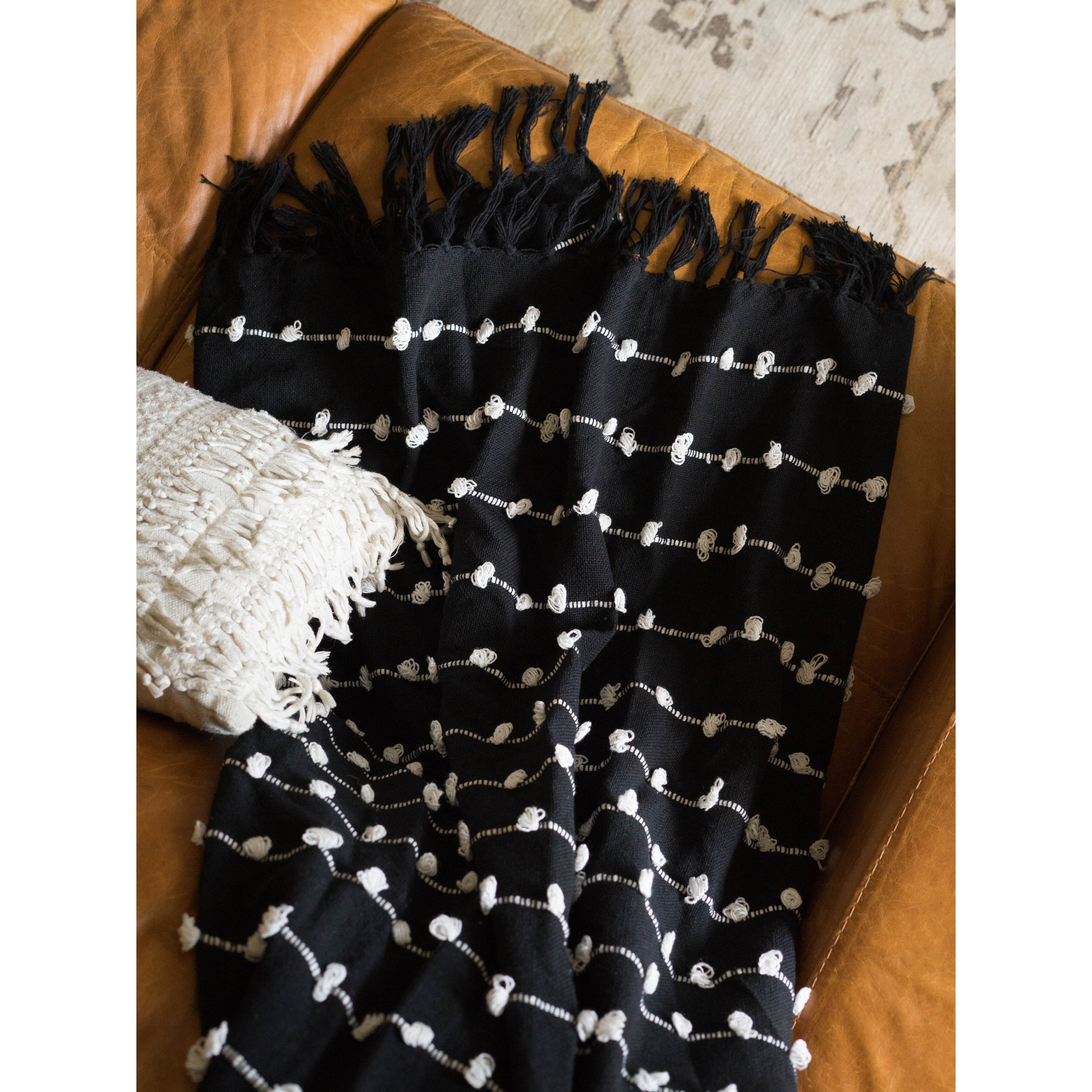 DII Black Woven Loop  Throw