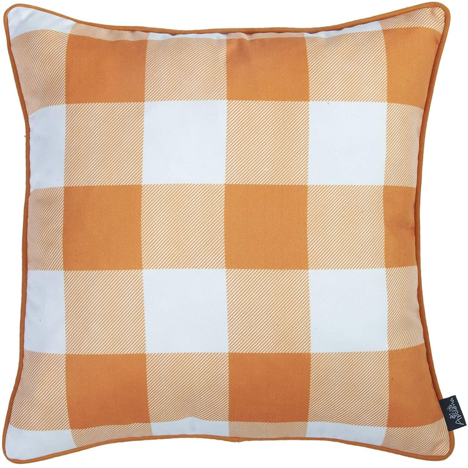Set Of Four 18" Orange Plaid And Pumpkin Throw Pillow Covers