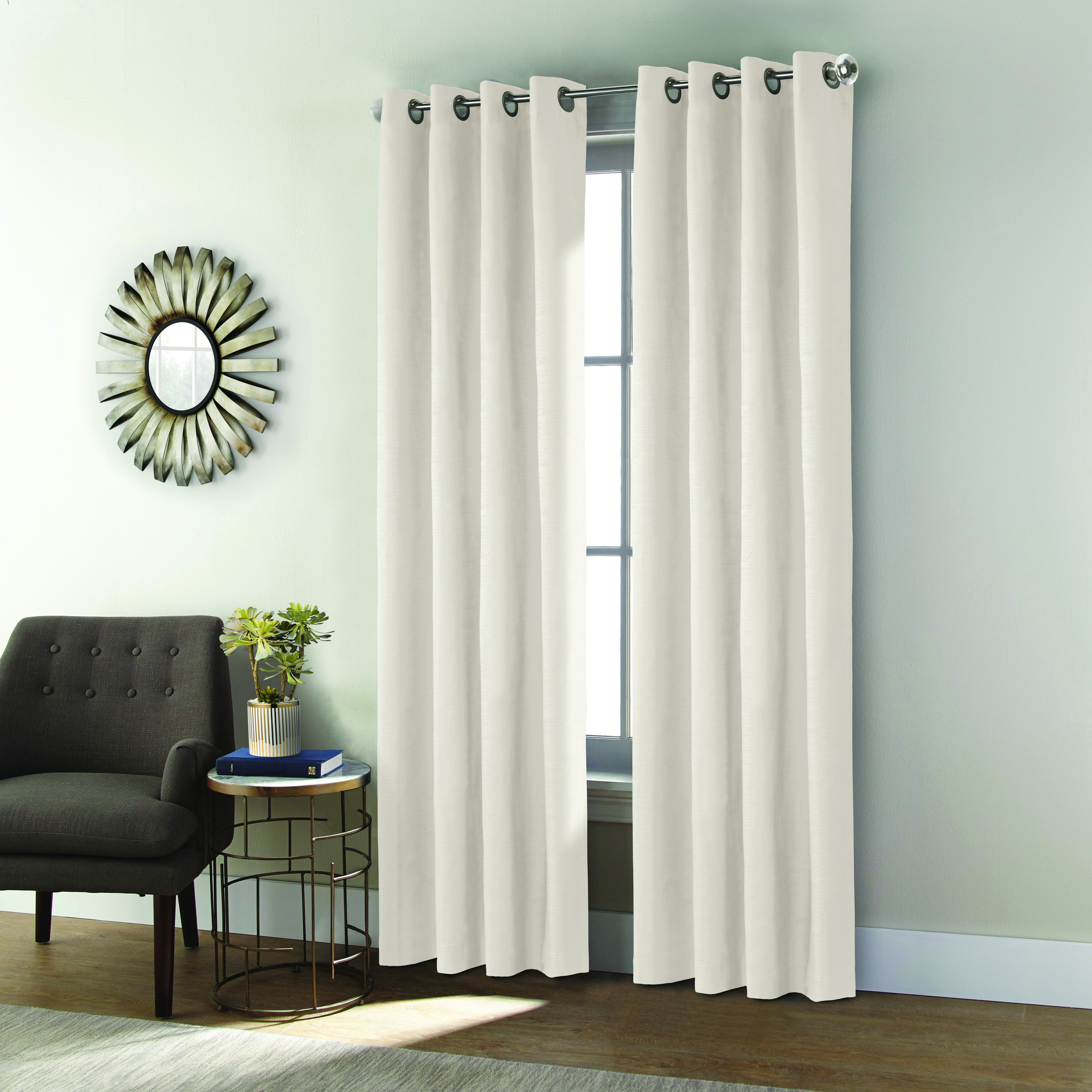 Shadow Grommet Curtain Panel Window Dressing 52 x 95 in Off-white