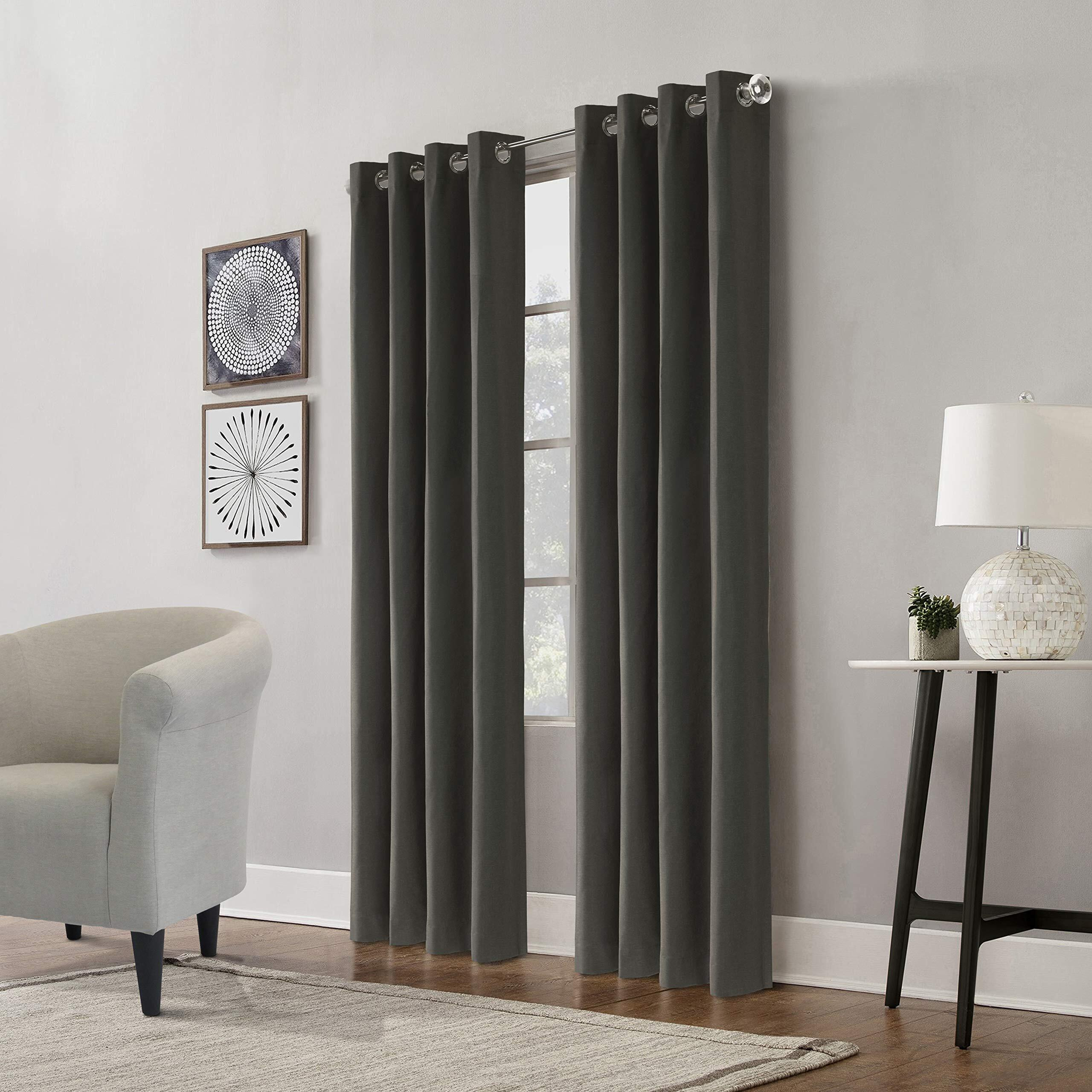 Edison Grommet Curtain Panel Window Dressing 52 x 84 in Charcoal