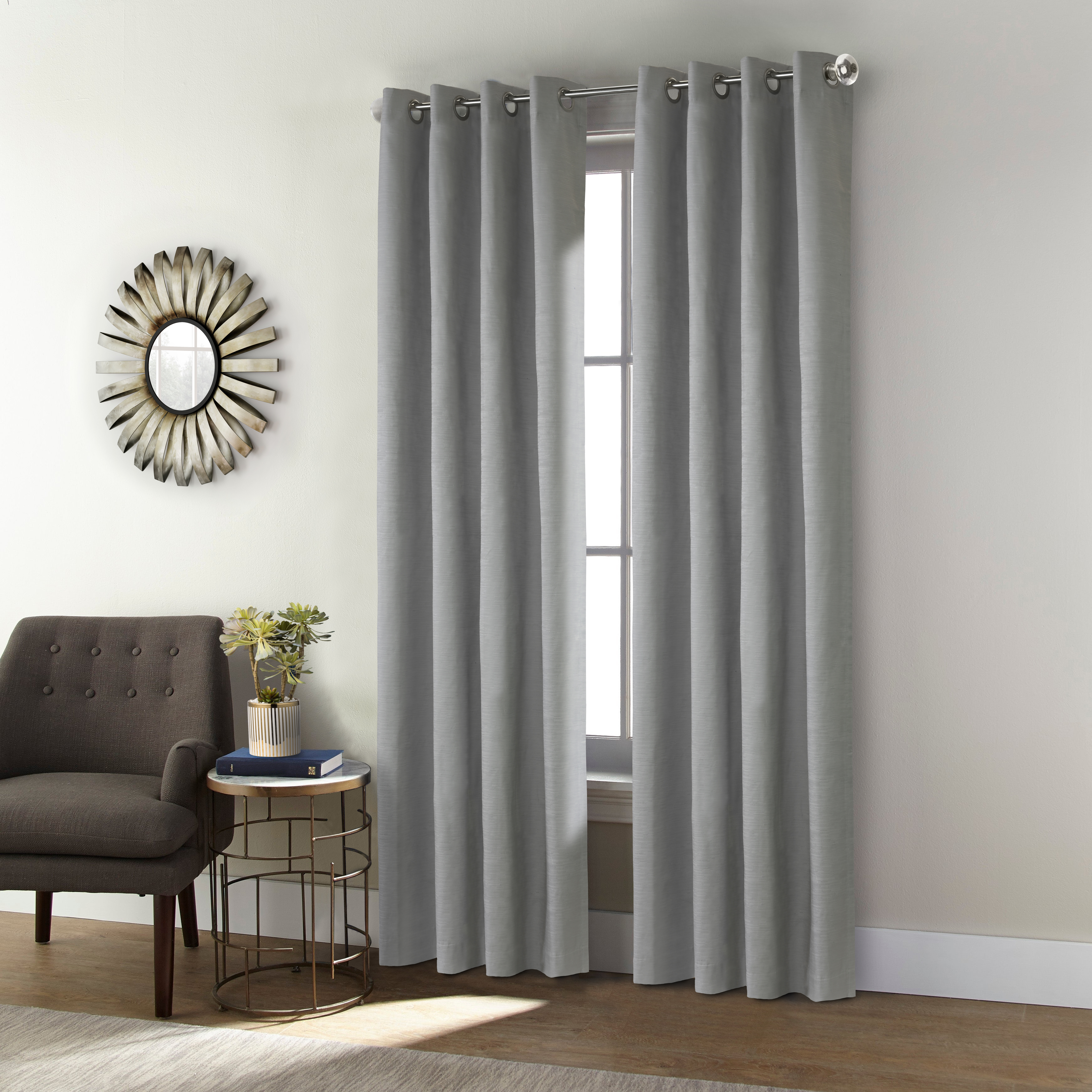 Shadow Grommet Curtain Panel Window Dressing 52 x 84 in Grey