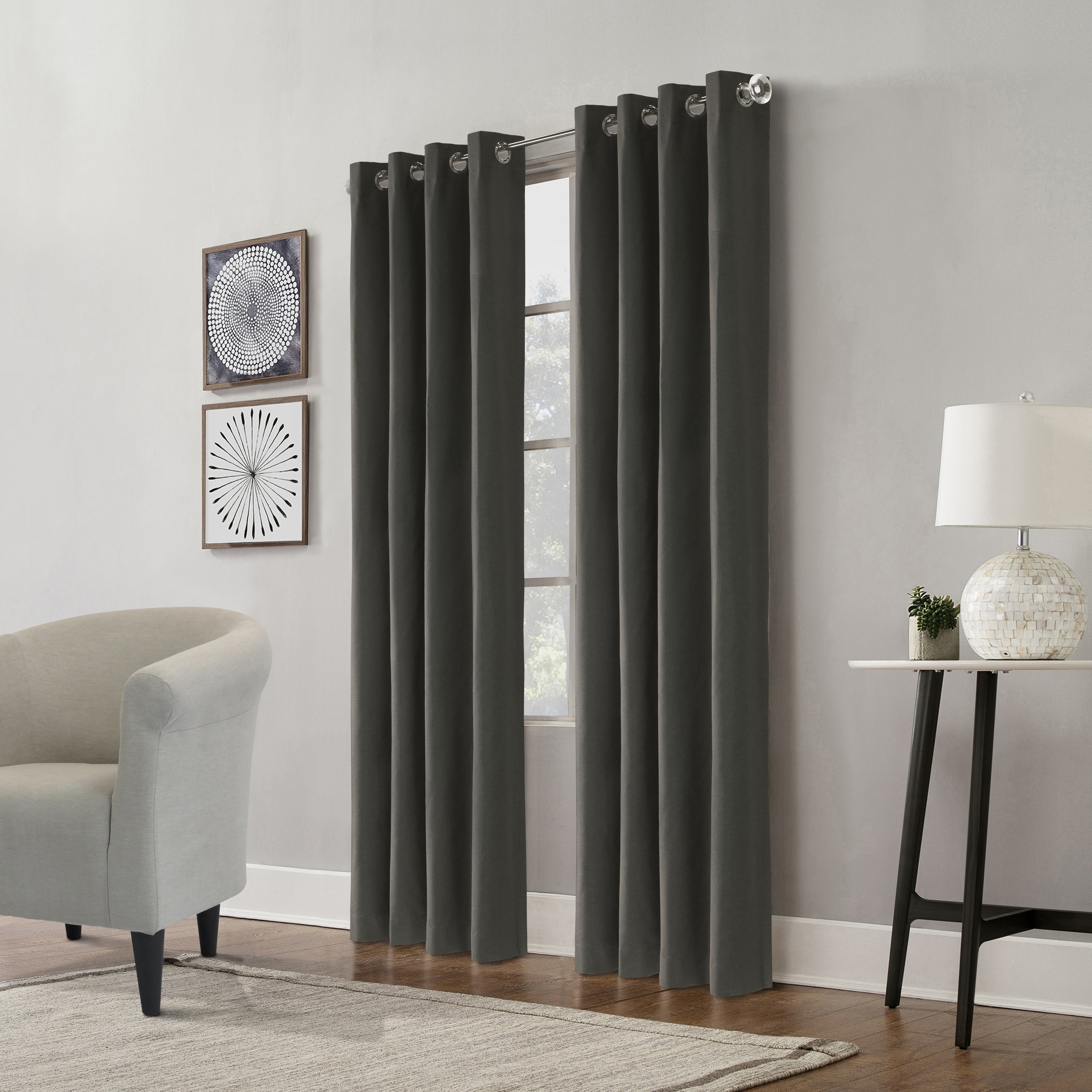 Edison Grommet Curtain Panel Window Dressing 52 x 95 in Charcoal