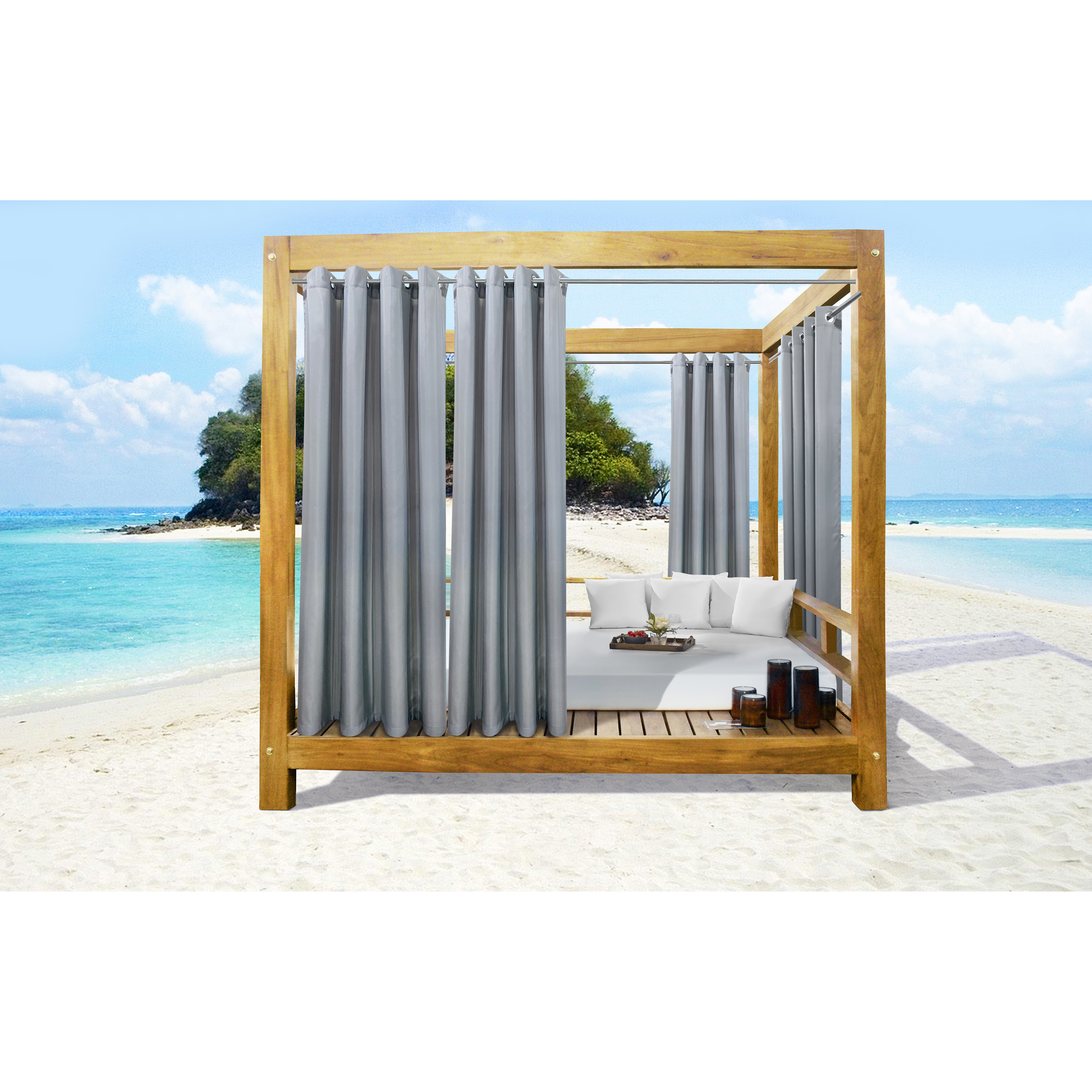 Seascapes Grommet Panel Pair each 50 x 108 in Alloy Grey