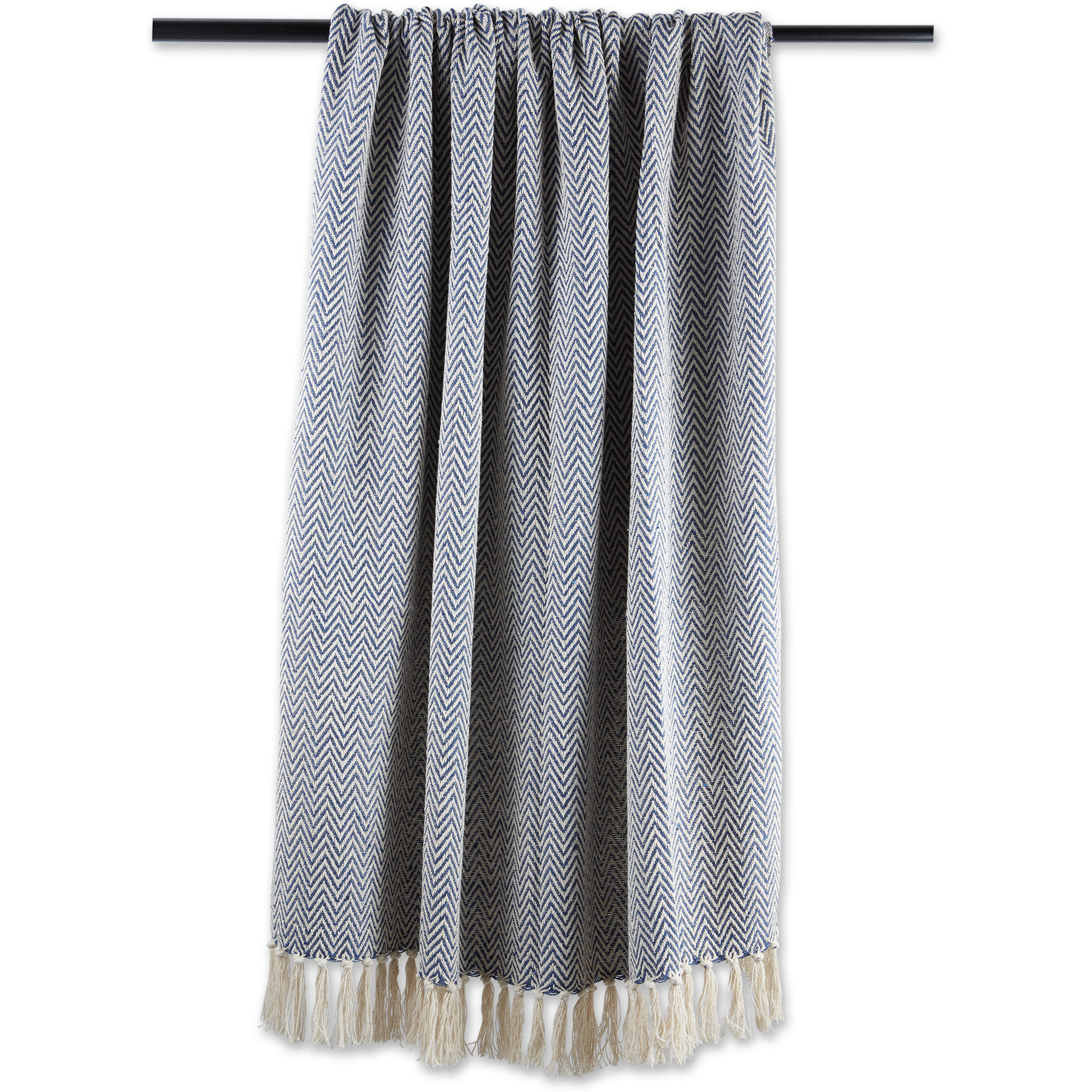 French Blue Handloom Chevron Throw