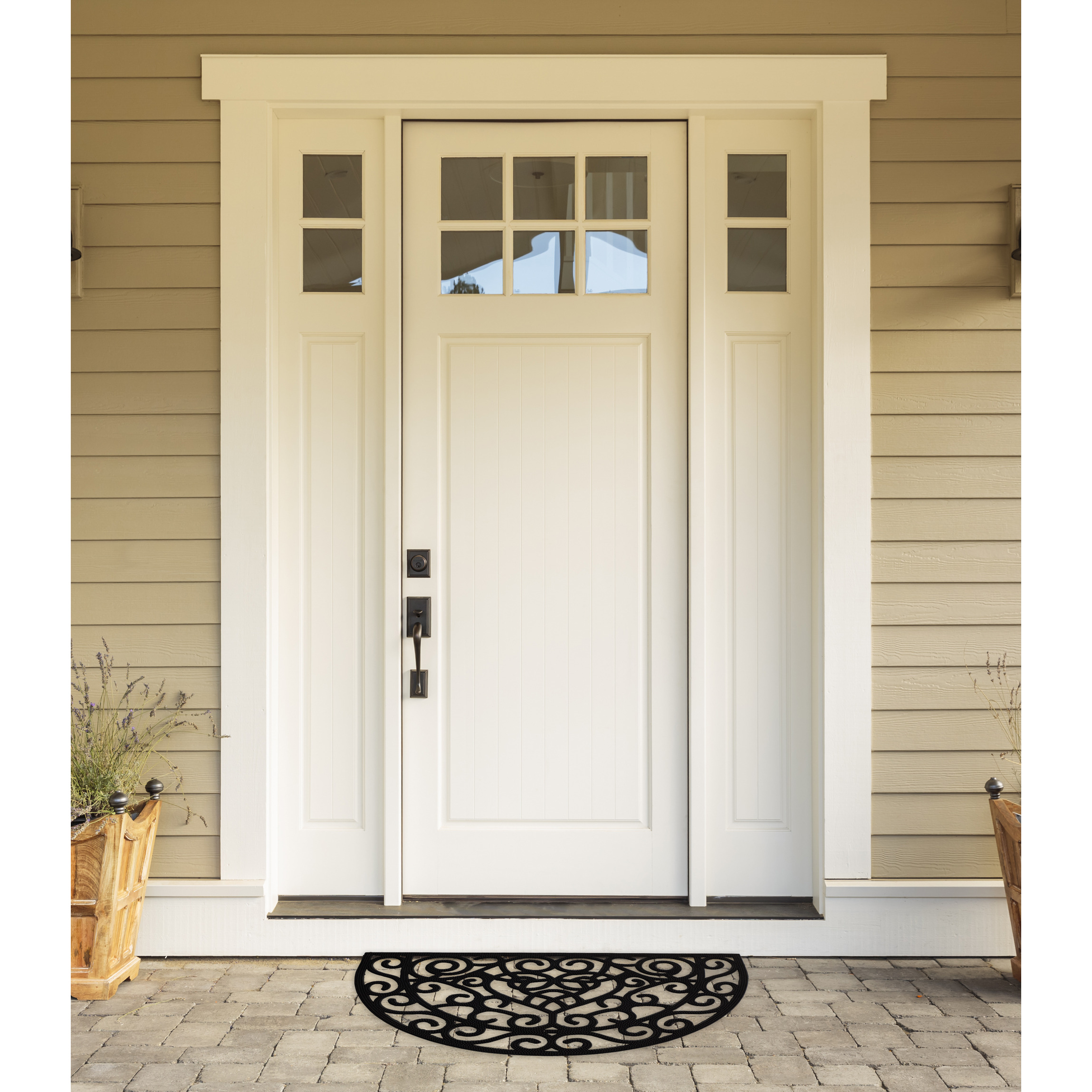 HEART SCROLL HALF MOON PIN RUBBER DOORMAT