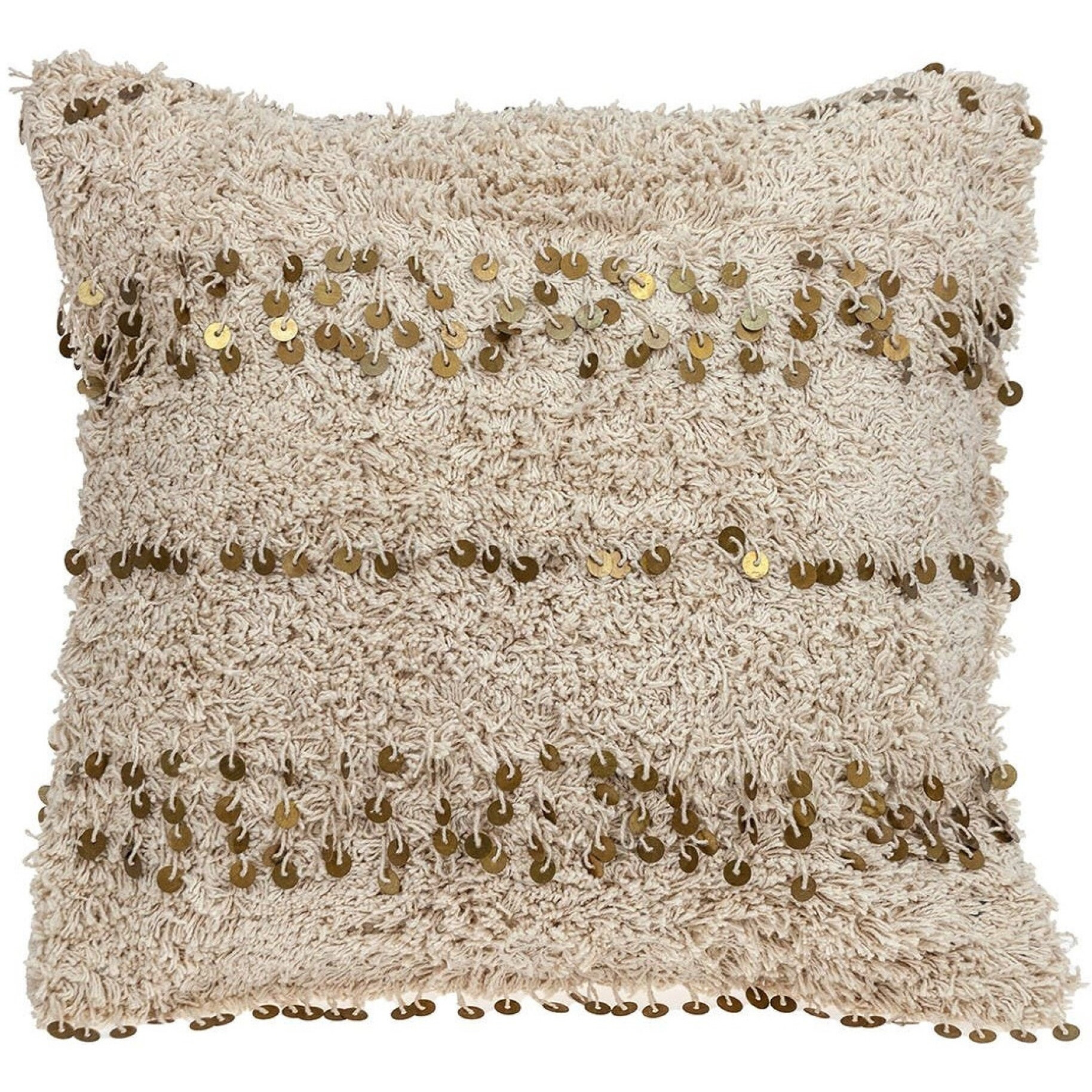 Boho Woven Shaggy Sequin Throw Pillow