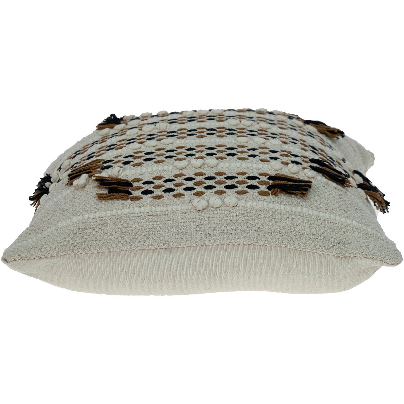 Creamy Beige Textured Throw Pillow