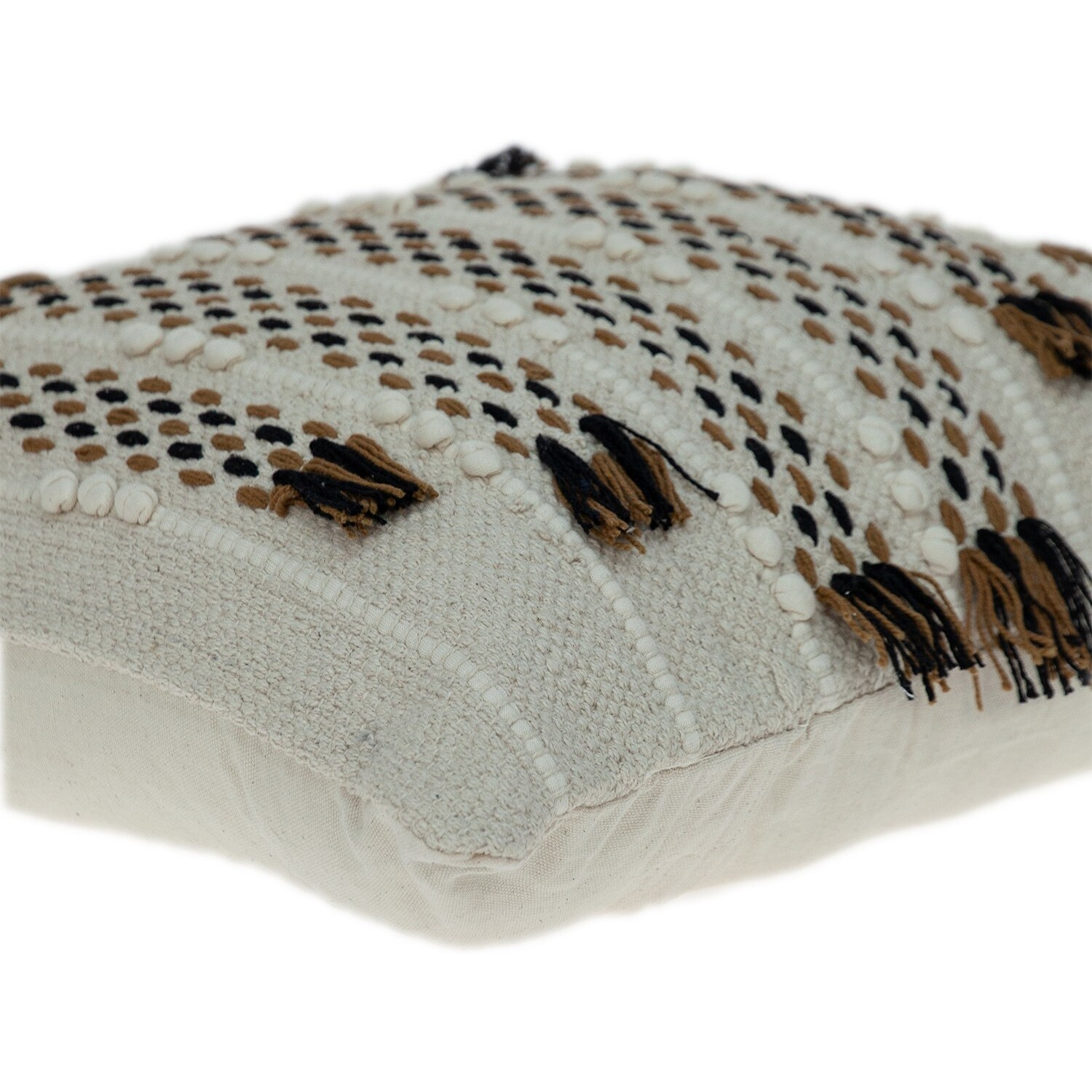 Creamy Beige Textured Throw Pillow
