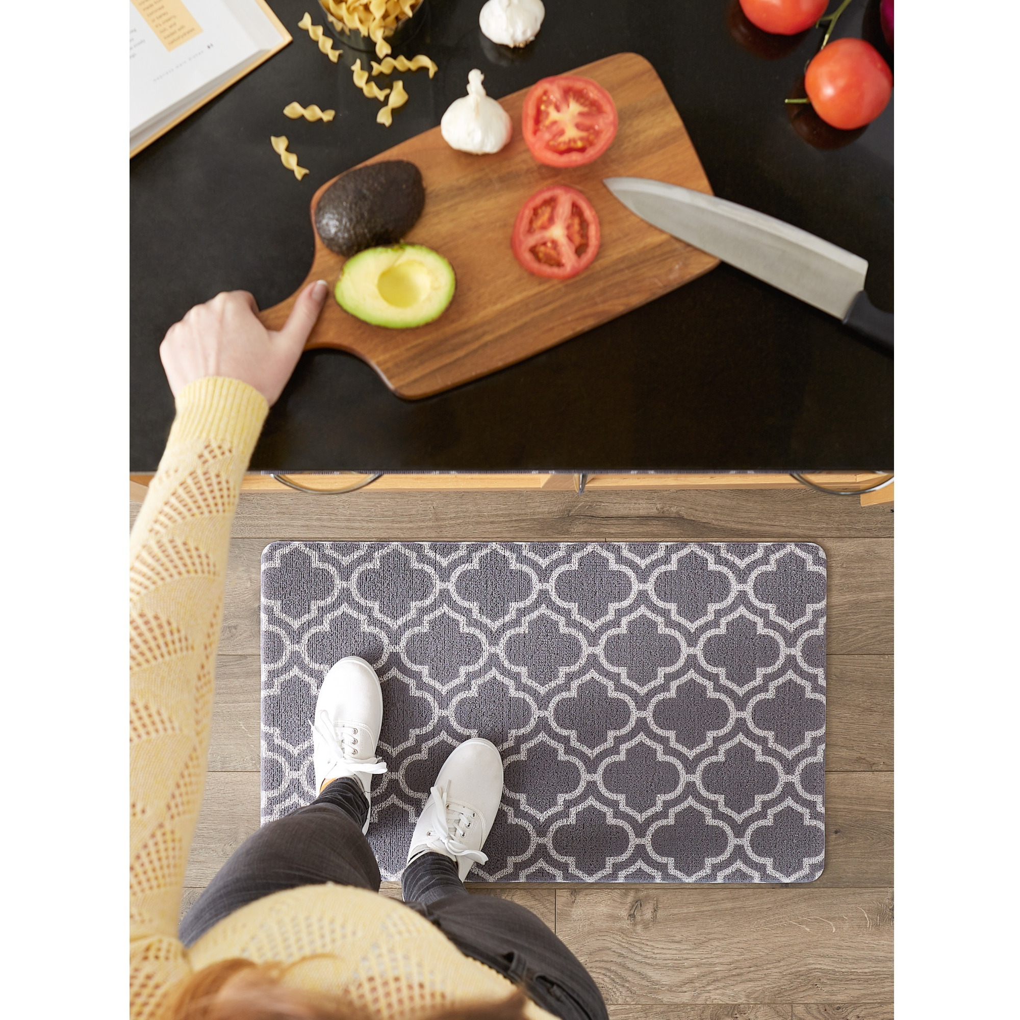 DII Gray Lattice Tufted Mat 17.75x29.5 inches