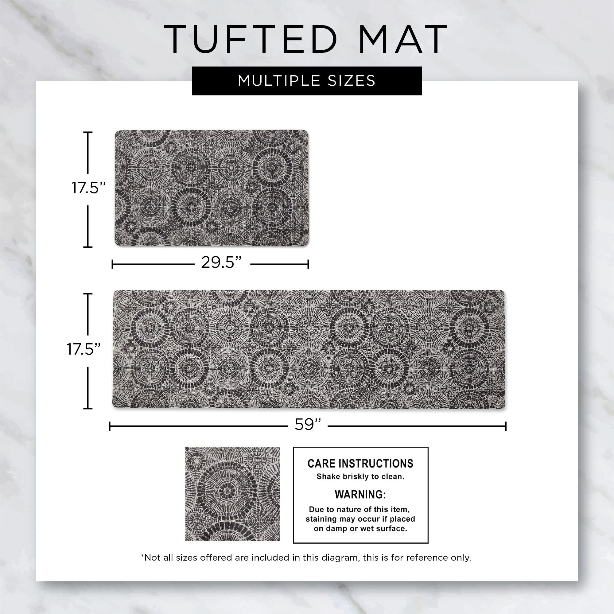 DII Black Kaleidoscope Tufted Mat 17.75x29.5 inches