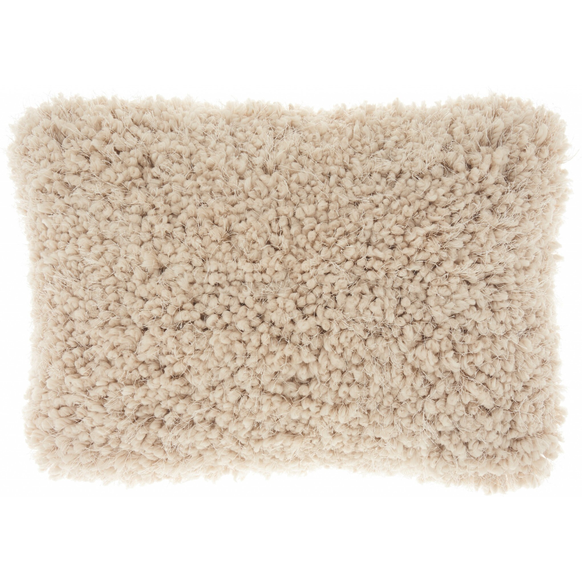 Beige Knubby Plush Lumbar Throw Pillow