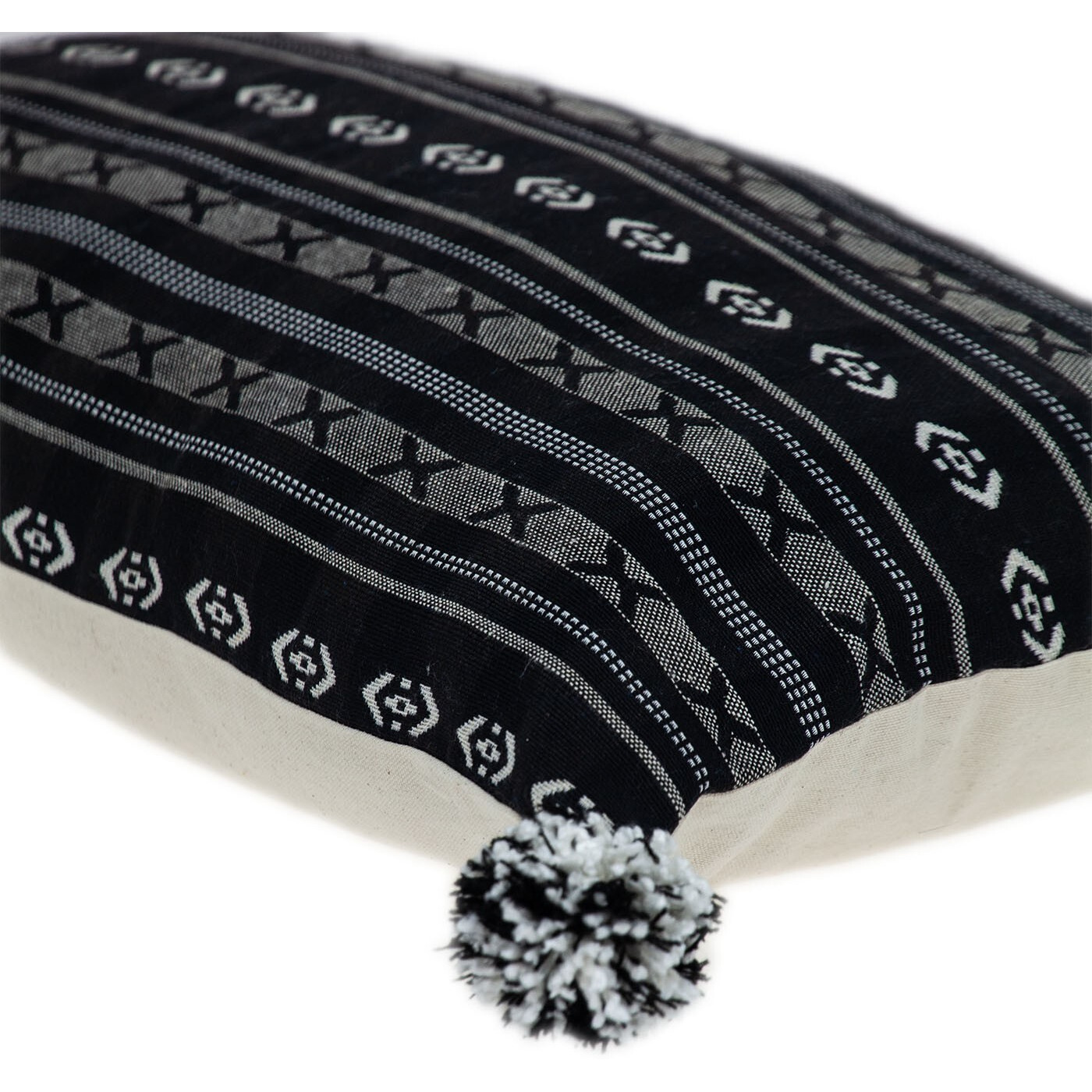 Black And Gray X Pom Throw Pillow