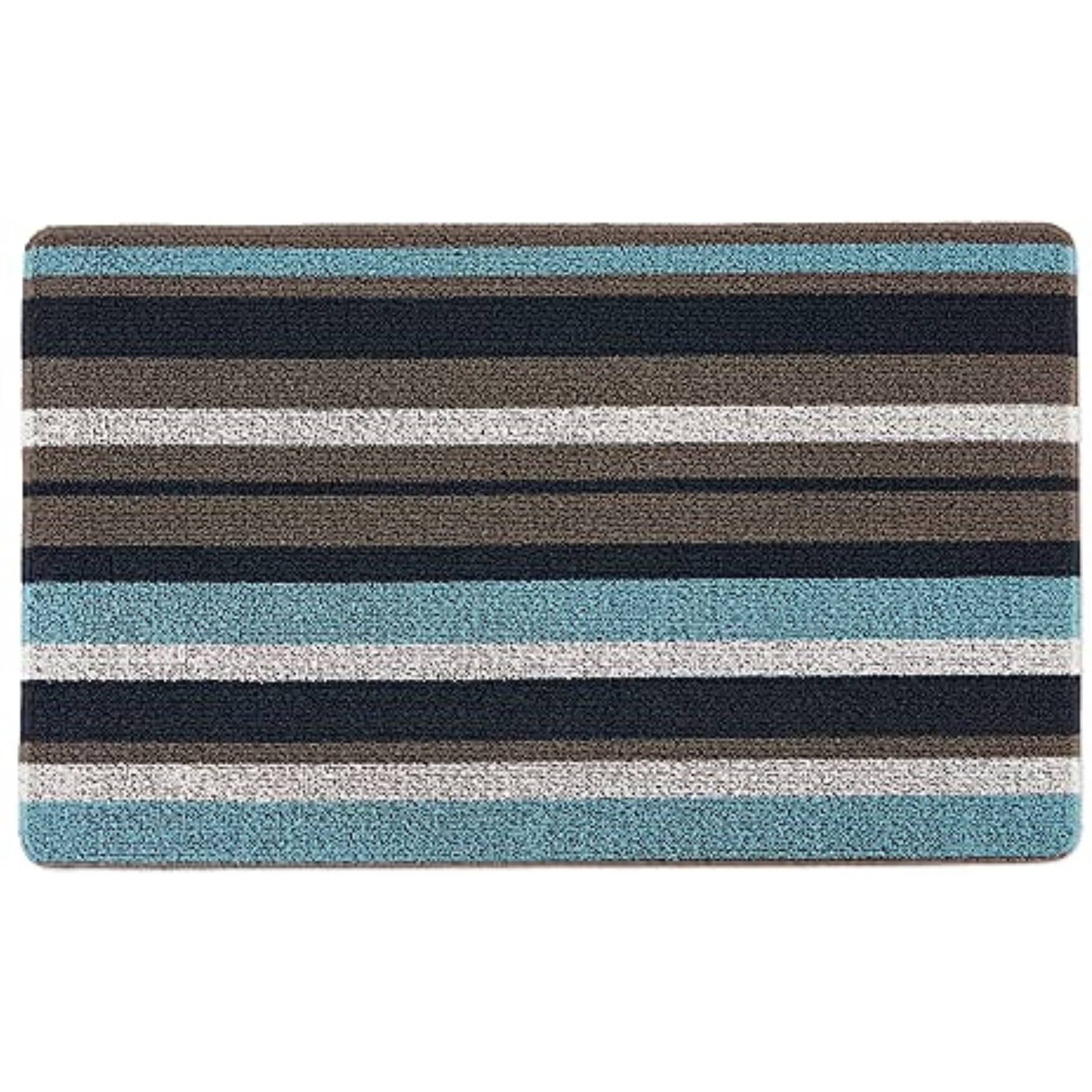 DII Blue And Gray Stripe Tufted Loop Textilene Mat 17.75x29.5 inches