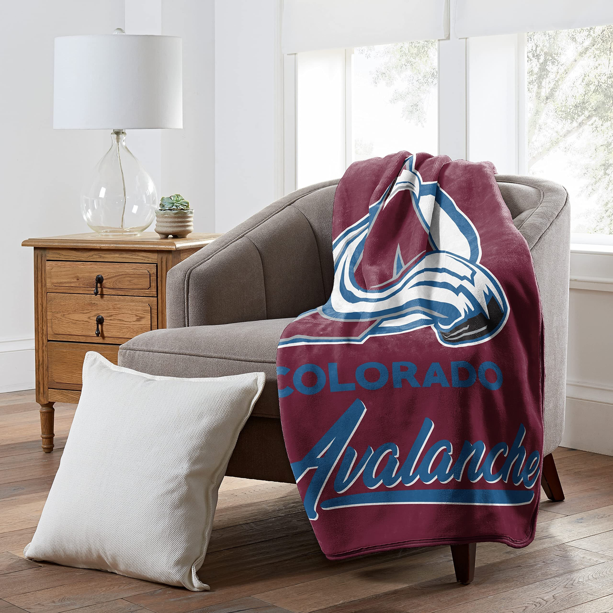 Avalanche OFFIcIAL NHL Signature Raschel Throw Blanket 50 x 60(D0102H94T3U)