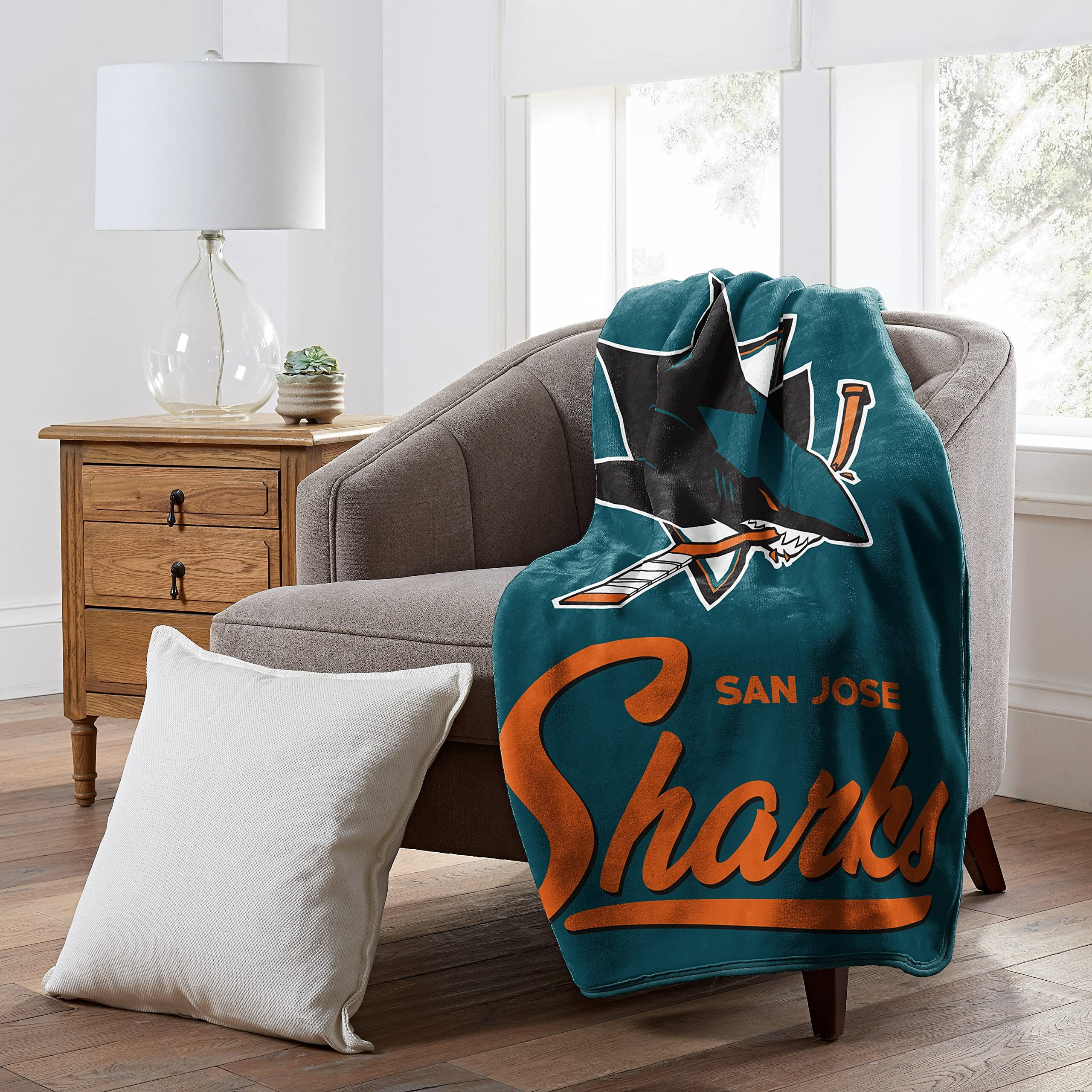 Sharks OFFIcIAL NHL Signature Raschel Throw Blanket 50 x 60(D0102H94U9g)