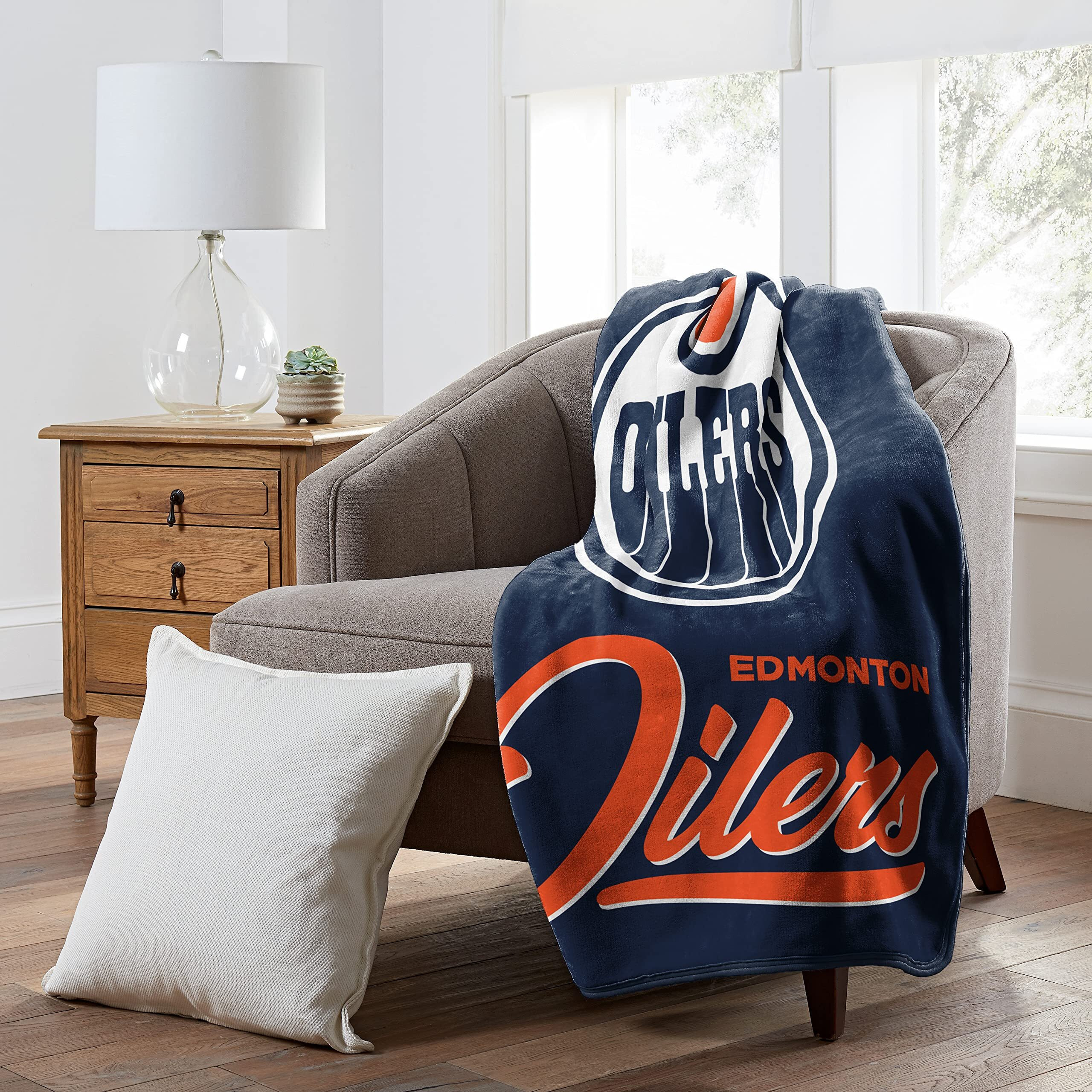 Oilers OFFIcIAL NHL Signature Raschel Throw Blanket 50 x 60(D0102H94TUU)