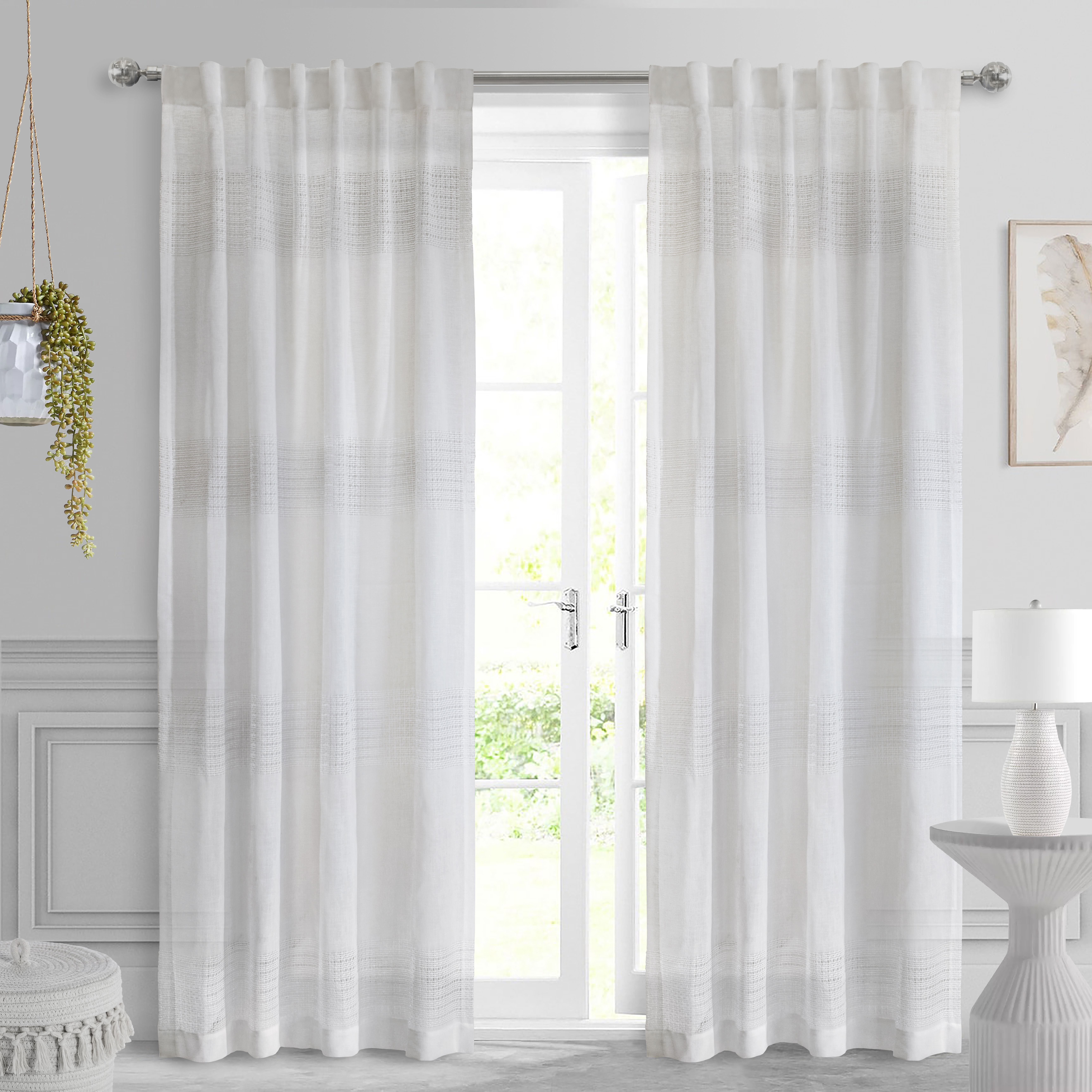 Lindsey Back Tab Curtain Panel 52 x 84 in White