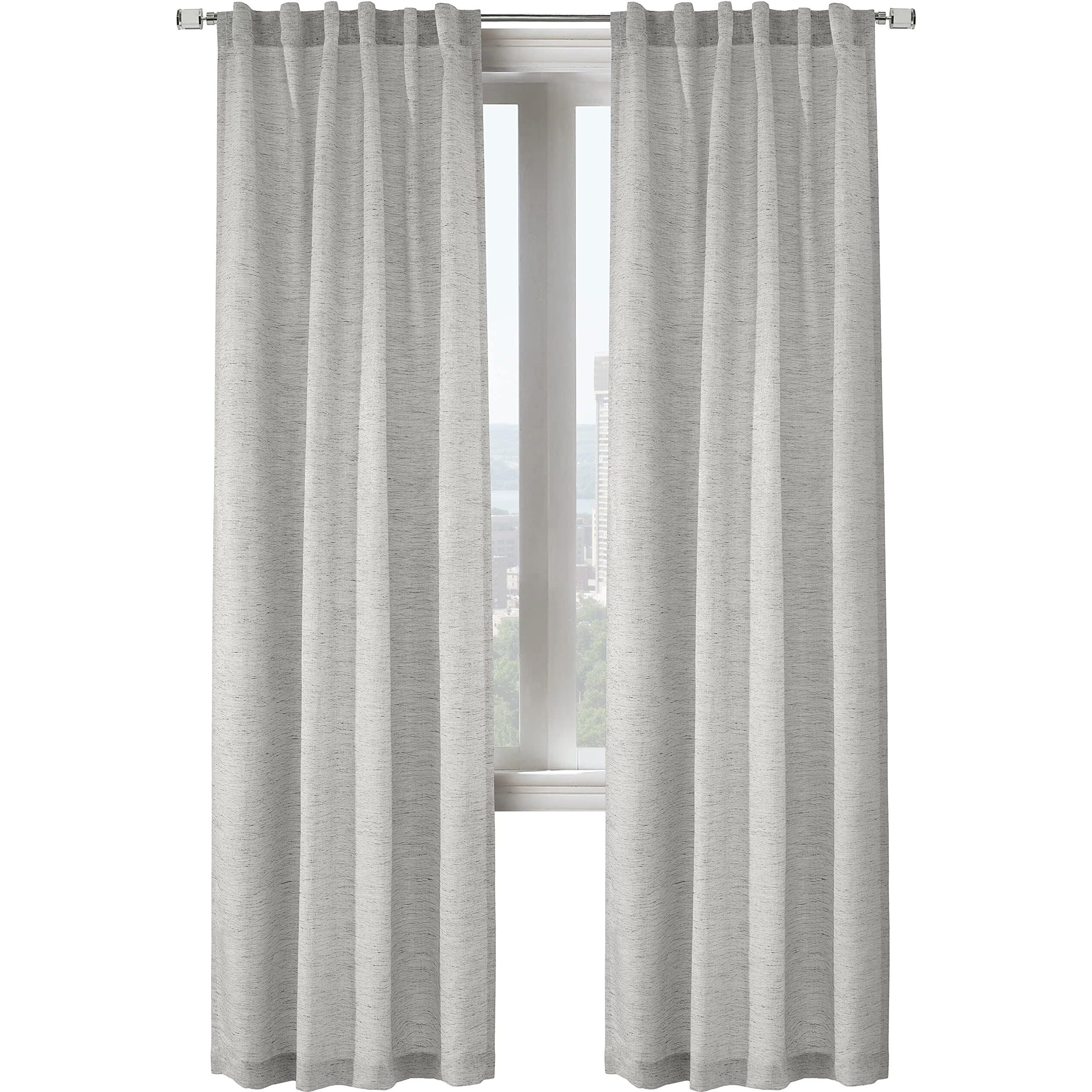Gladstone Dual Header Curtain Panel Window Dressing 52 x 84 in Silver