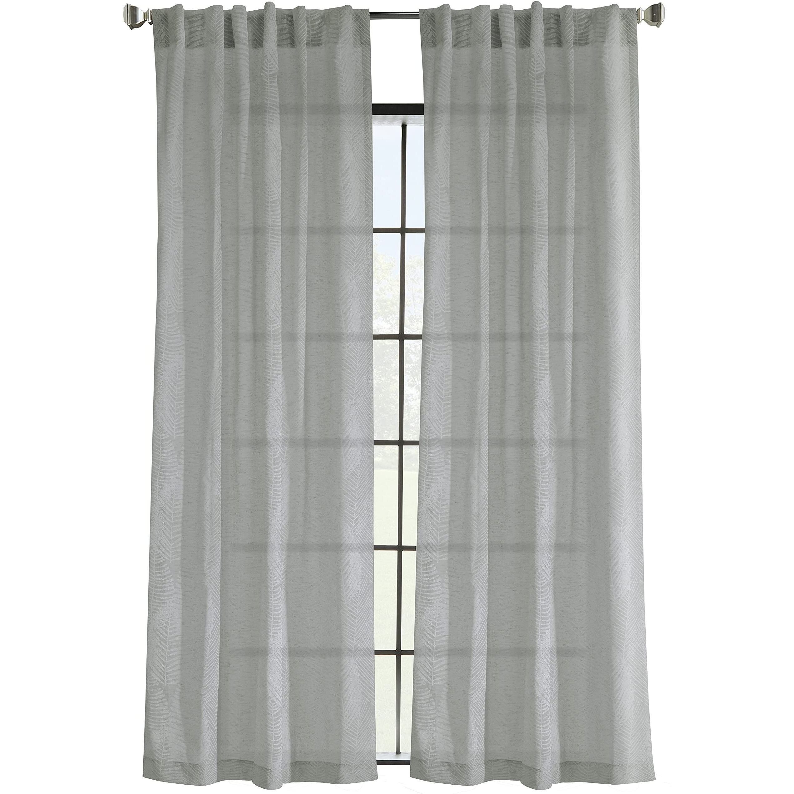 Emma Dual Header Curtain Panel Window Dressing 52 x 84 in Grey