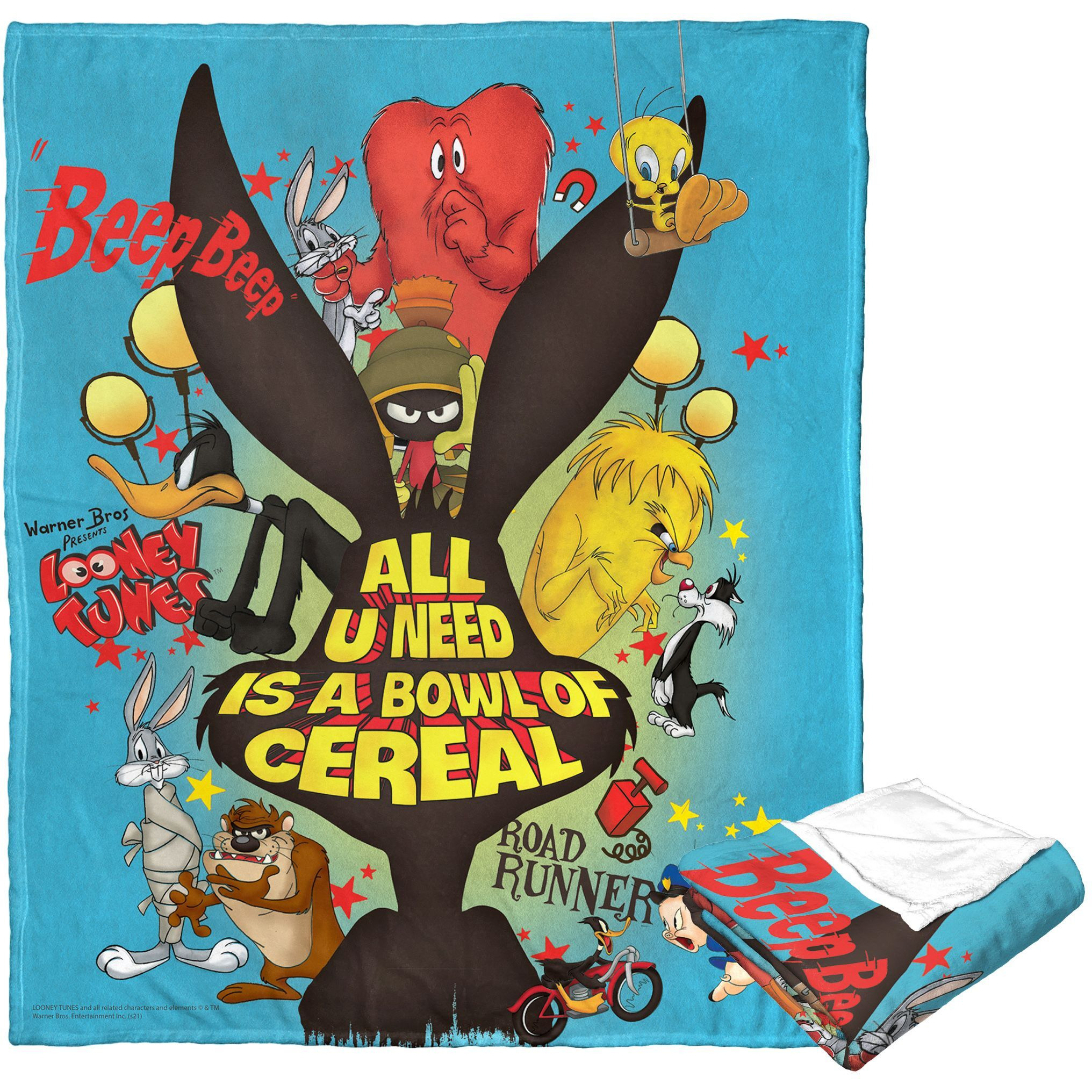 Looney Tunes, Bowl of Cereal Aggretsuko Comics Silk Touch Throw Blanket, 50" x 60"(D0102HARY8V.)