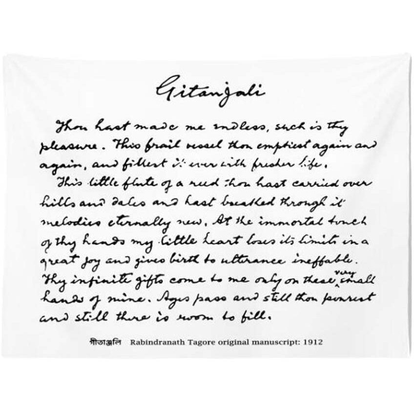 Tagore Poetry Tapestry English Background Tapestry Bedroom Rental Dormitory Decorative Wall Cloth Tapestry, 29x39 inch