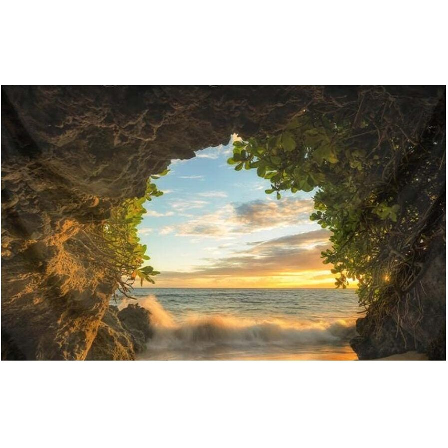 Nature Cave Wall Tapestry Beach Landscape Tapestry Bedroom Hotel Restaurant Decorative Backdrop, 51x70 inch