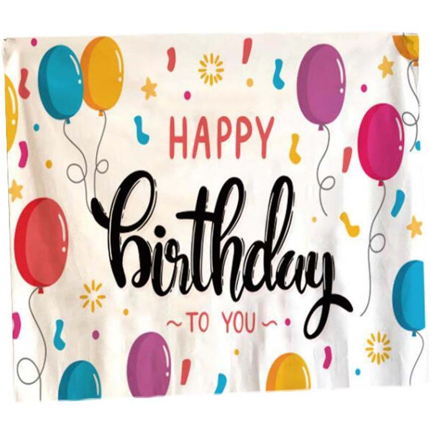 Happy Birthday Tapestry Photo Backdrop Balloon Hanging Blankets Party Decorate Wall Tapestry, 51x59 inch