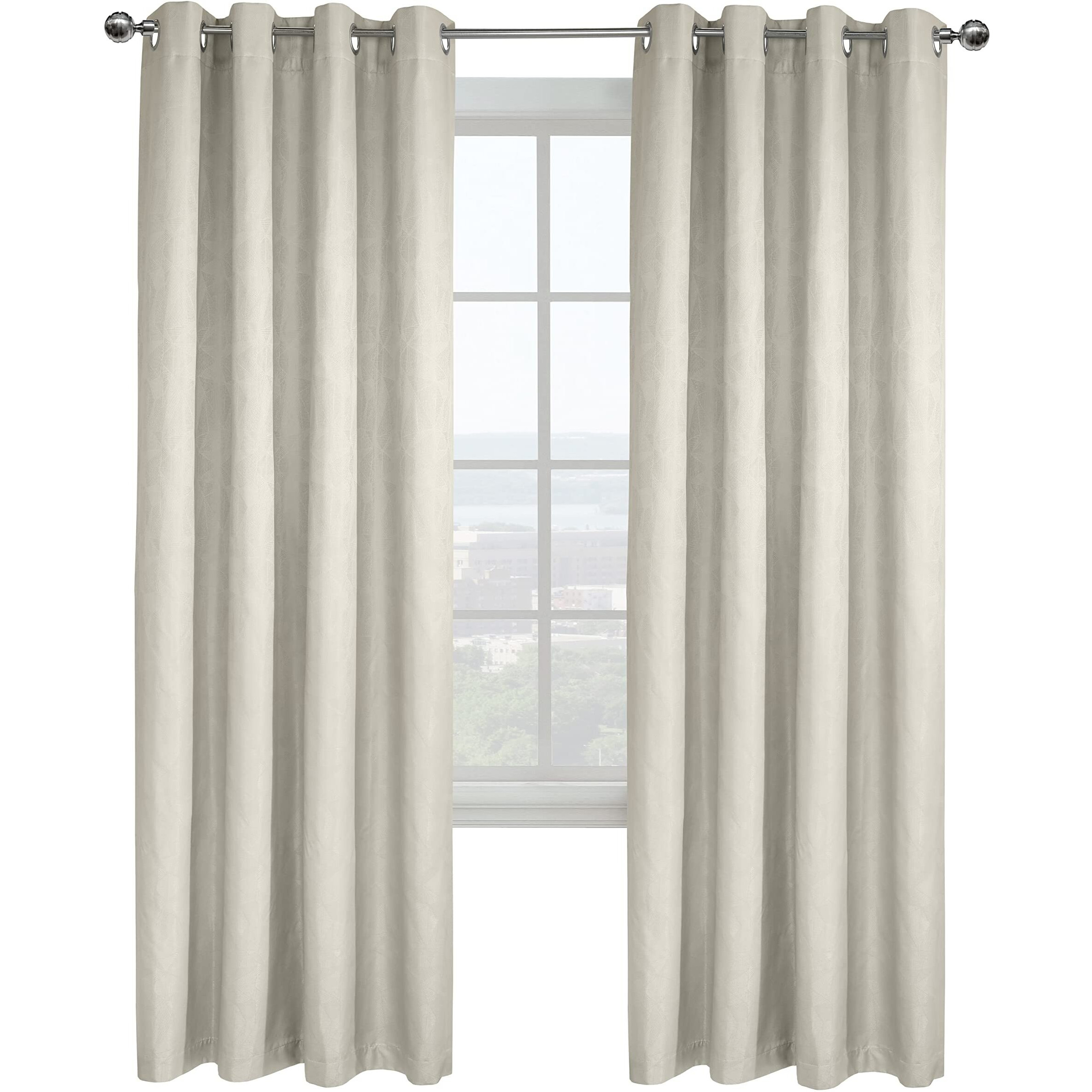 Ethan Jacquard Grommet Curtain Panel Window Dressing 52 x 84 in White