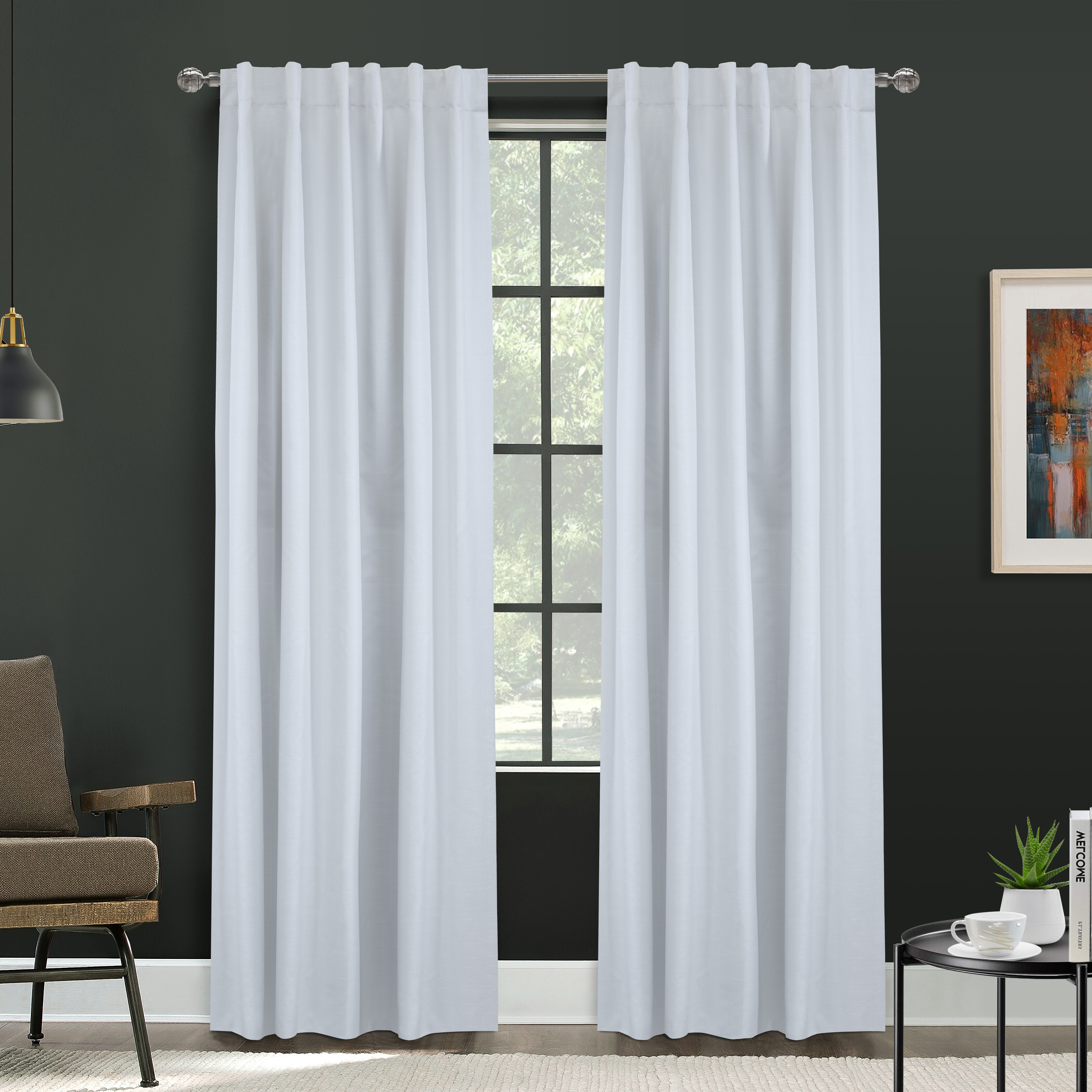 Baxter Back Tab Curtain Panel Window Dressing 52 x 95 in White
